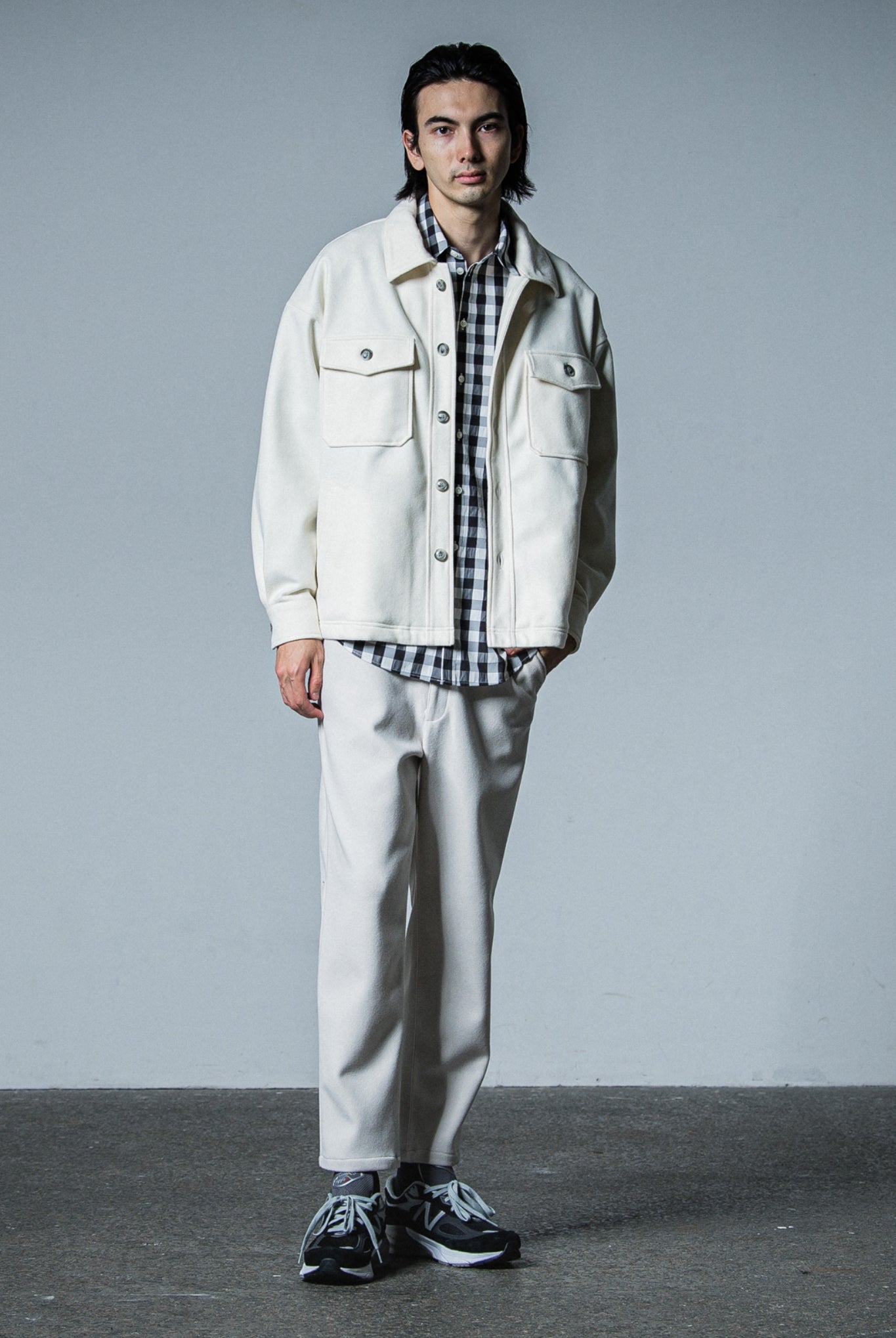 PAT WIDE EASY PANTS (MELTON) RC33-ST-036BN WIDE TAPERD ロングパンツ ワイド イージースラックス 保温 速乾 ストレッチ / OFF WHITE