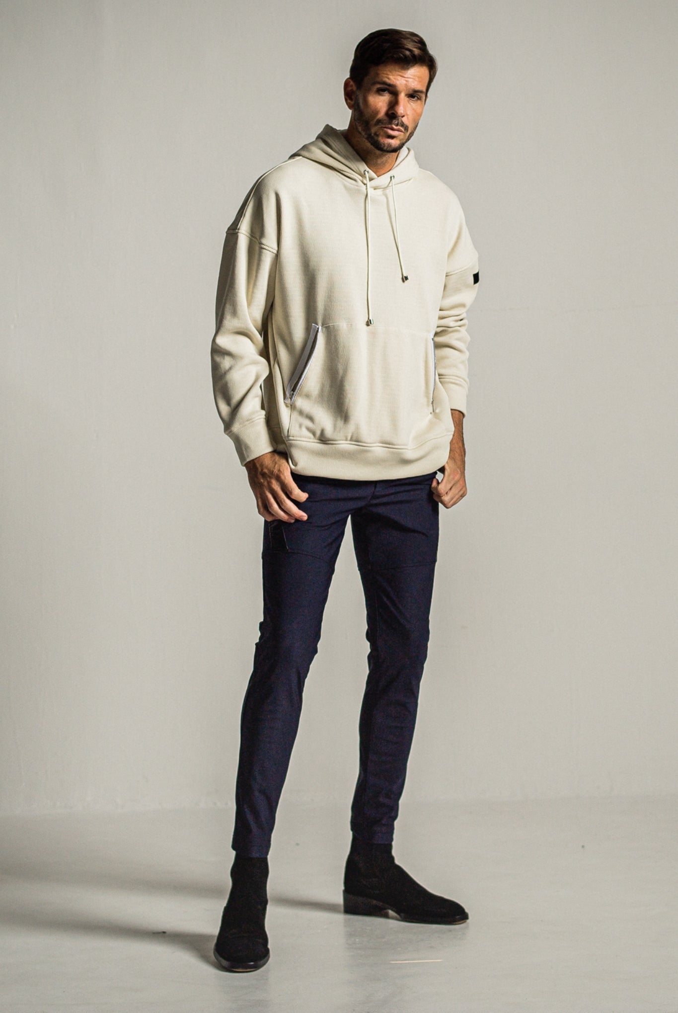shaggy fleece thermal pullover hoodie RC34-C-003 サーマルパーカー ドロップショルダー 保温 蓄熱機能 柔らかい着心地 / OFF WHITE