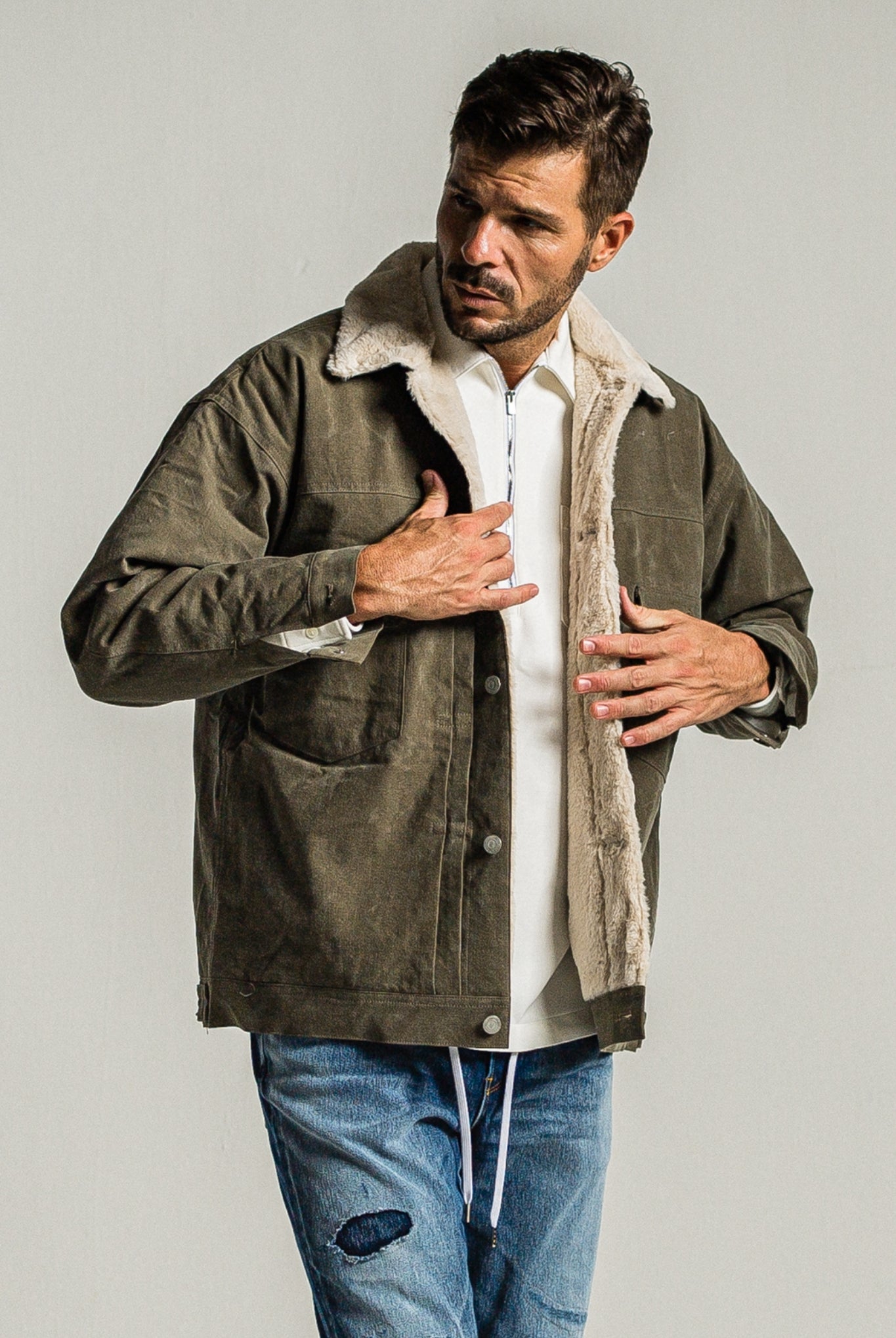 Camphor 野太く wood reversible flight jacket