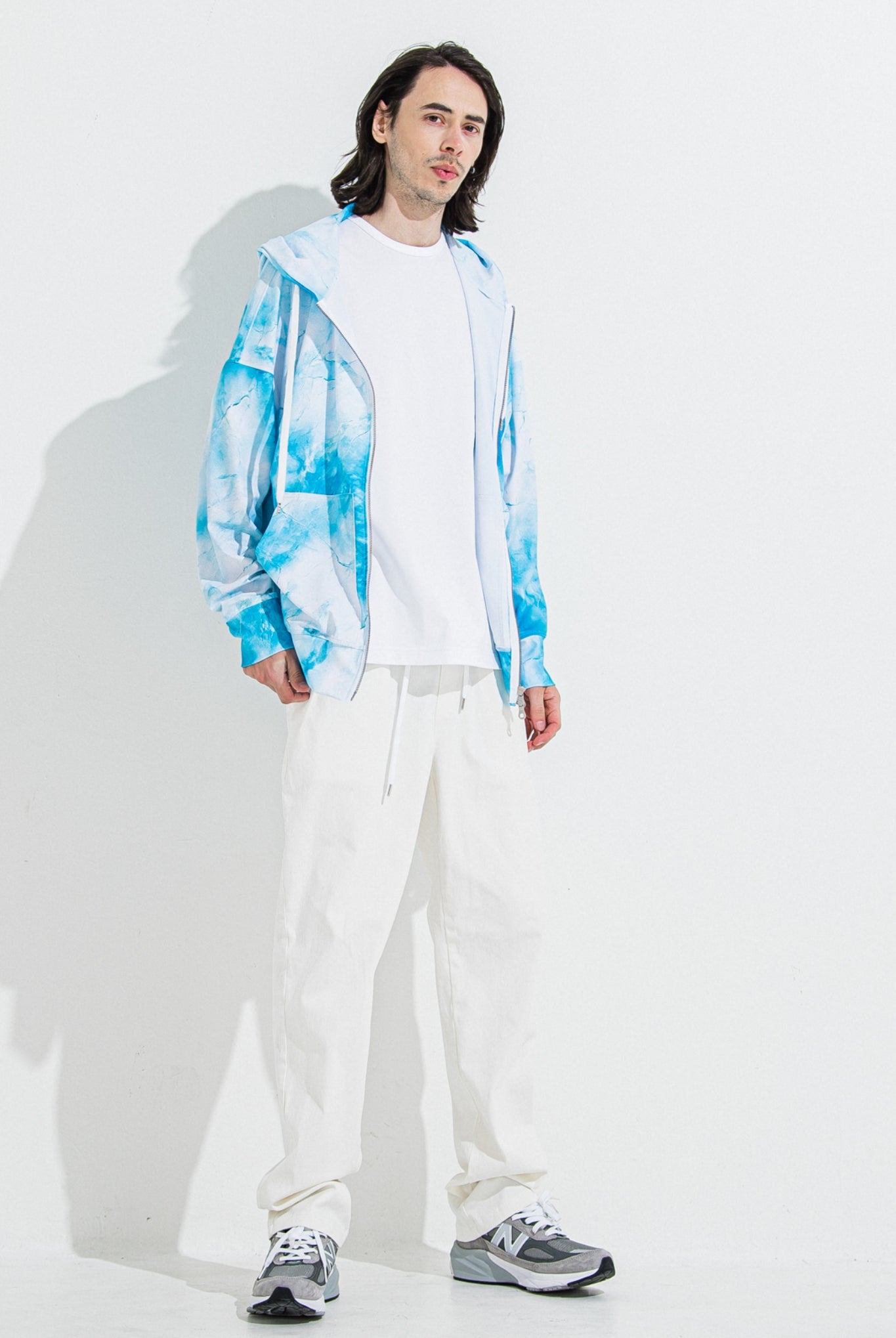 RUSH OVER ZIPUP HOODIE RC36-C-001 パーカー ジップアップ ラッシュガード セットアップ / marble BLUE
