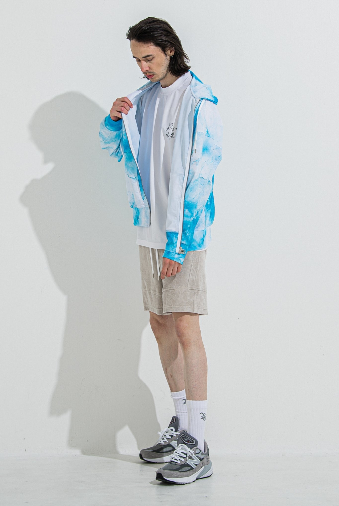 RUSH OVER ZIPUP HOODIE RC36-C-001 パーカー ジップアップ ラッシュガード セットアップ / marble BLUE