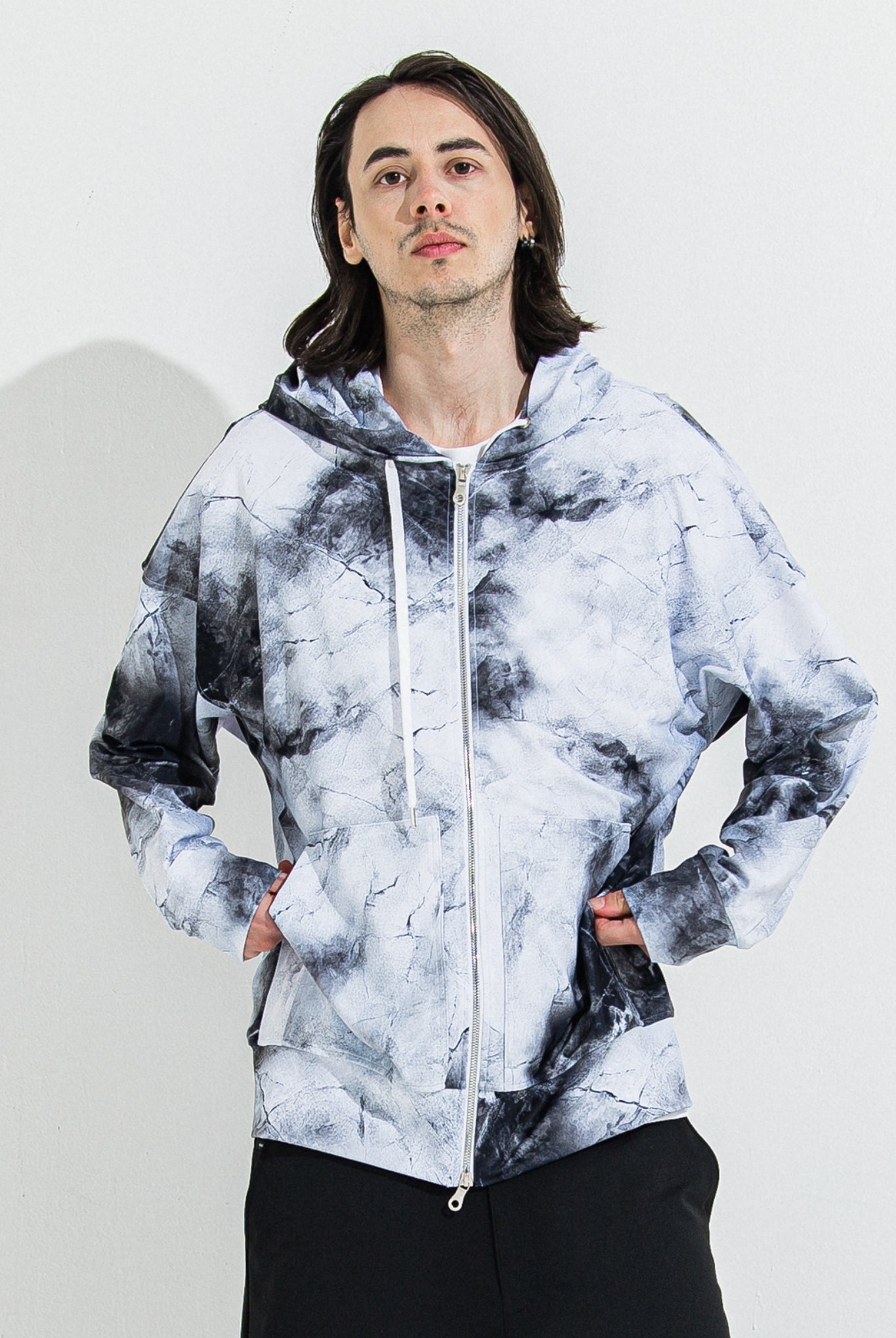 RUSH OVER ZIPUP HOODIE RC36-C-001 パーカー ジップアップ ラッシュガード セットアップ / marble WHITE