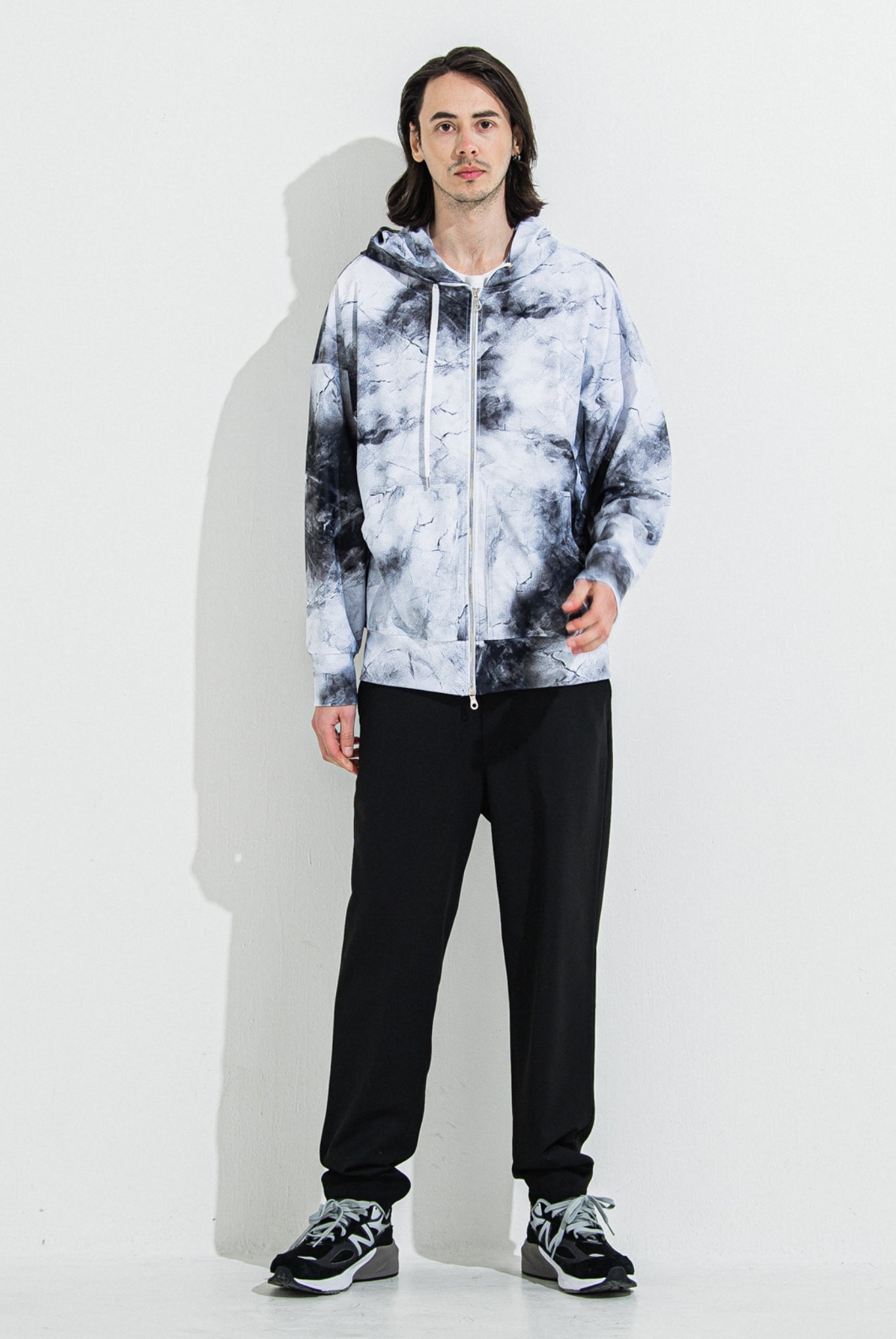 RUSH OVER ZIPUP HOODIE RC36-C-001 パーカー ジップアップ ラッシュガード セットアップ / marble WHITE