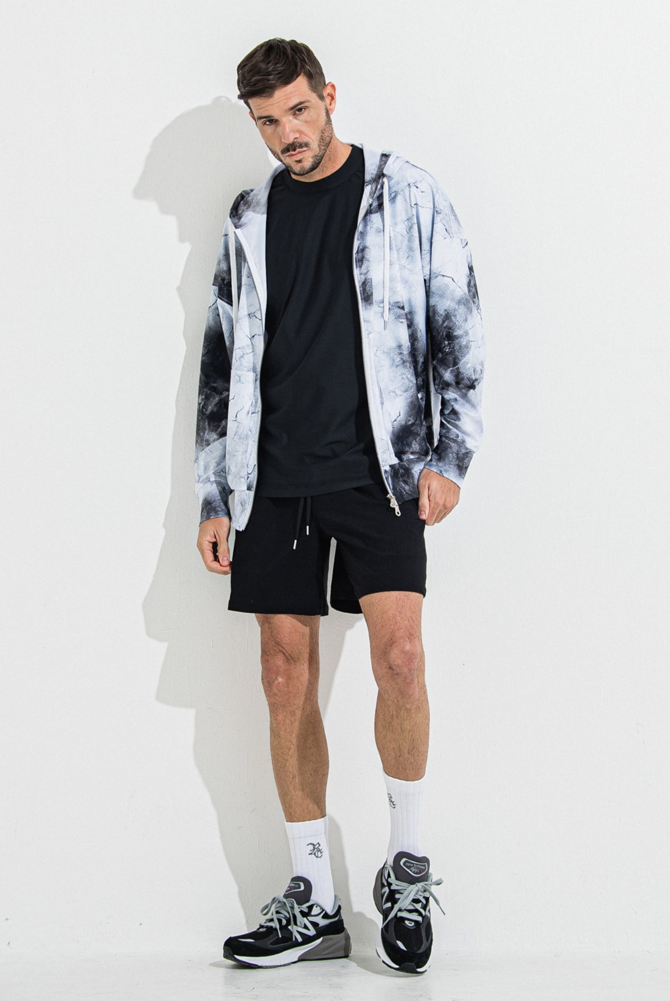 RUSH OVER ZIPUP HOODIE RC36-C-001 パーカー ジップアップ ラッシュガード セットアップ / marble WHITE