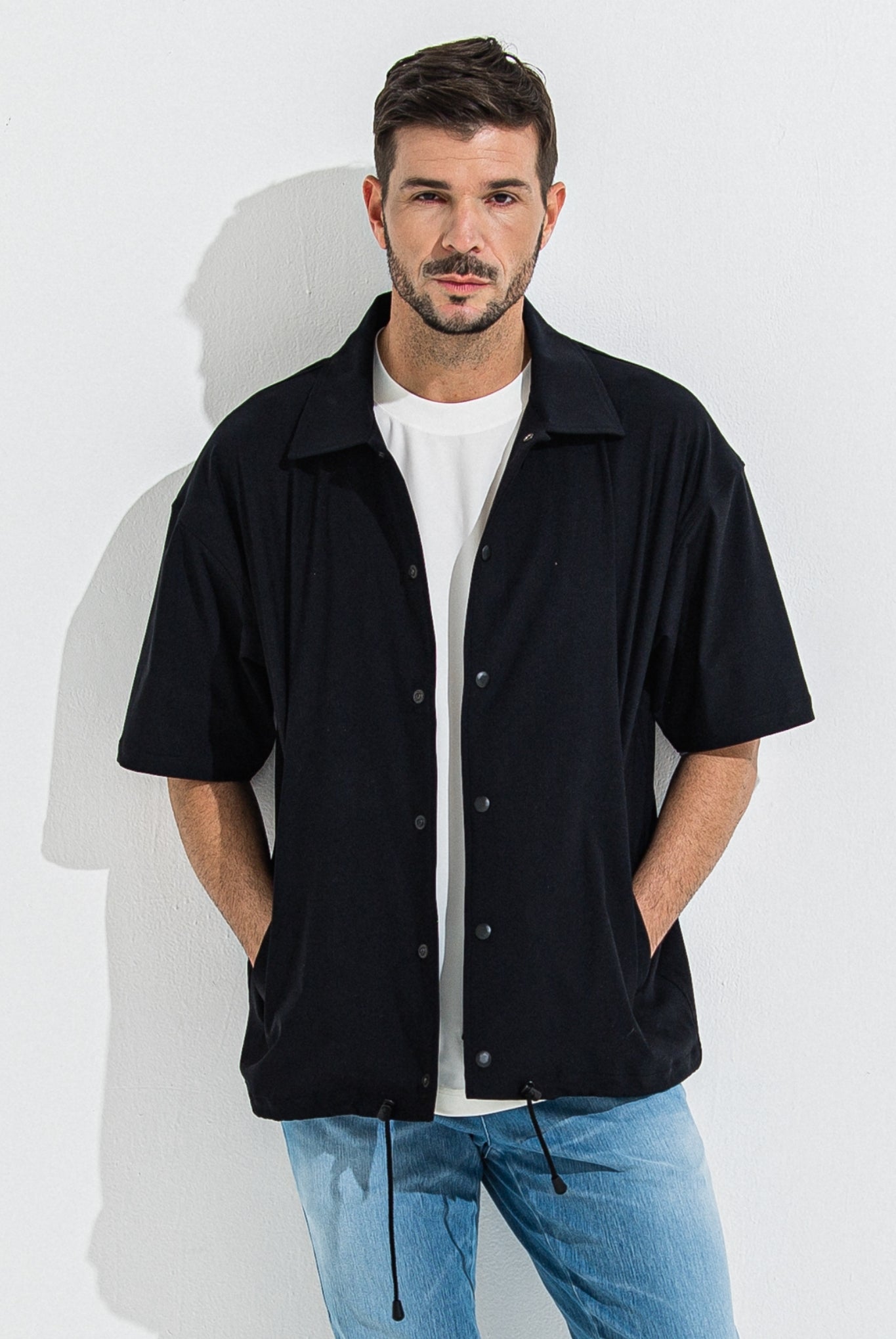 NYLON HALF COACH JACKET RC36-C-002 コーチジャケット セットアップ / BLACK
