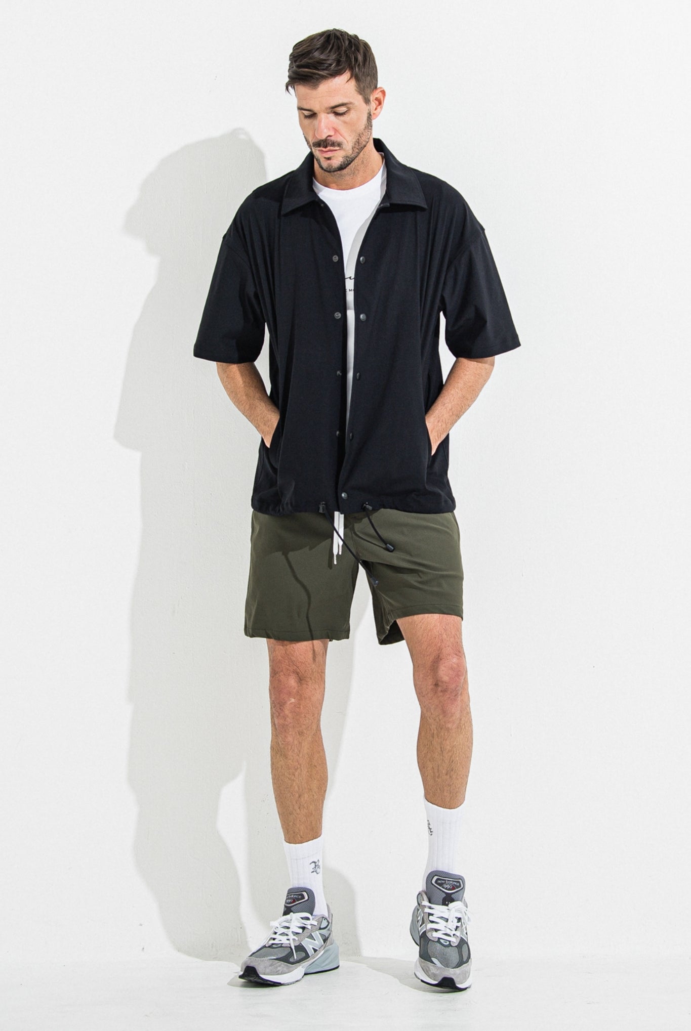 NYLON HALF COACH JACKET RC36-C-002 コーチジャケット セットアップ / BLACK