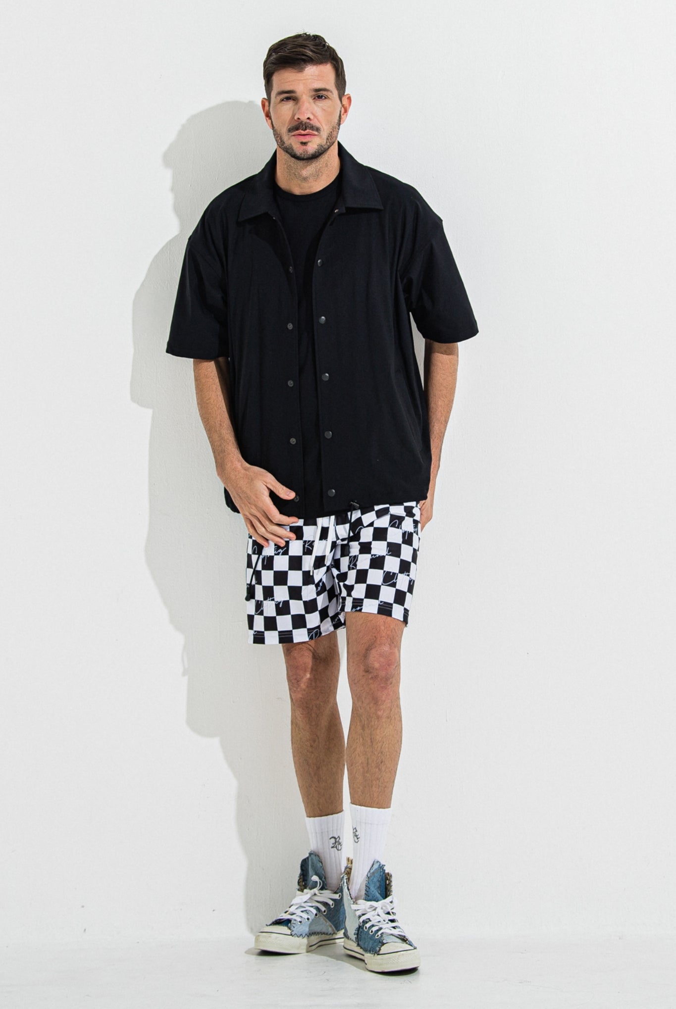 NYLON HALF COACH JACKET RC36-C-002 コーチジャケット セットアップ / BLACK