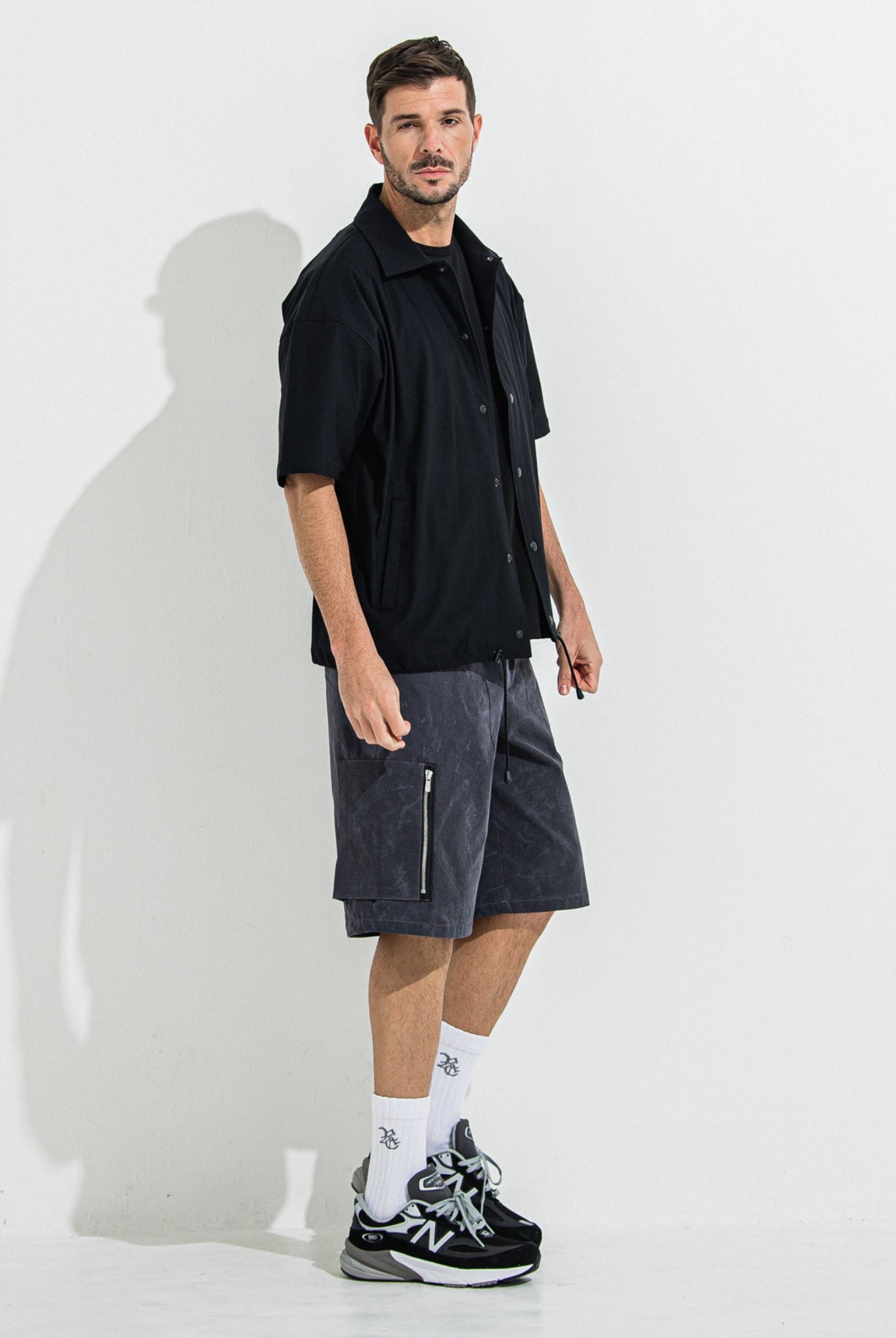 NYLON HALF COACH JACKET RC36-C-002 コーチジャケット セットアップ / BLACK