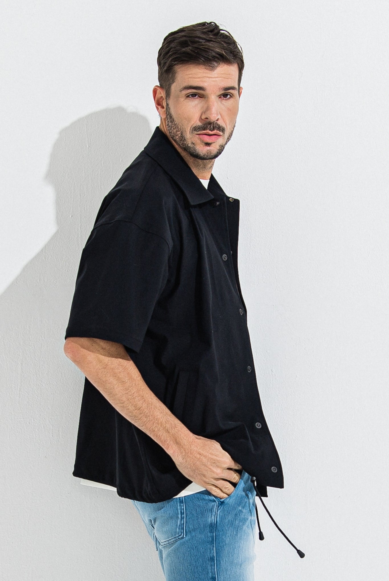 NYLON HALF COACH JACKET RC36-C-002 コーチジャケット セットアップ / BLACK