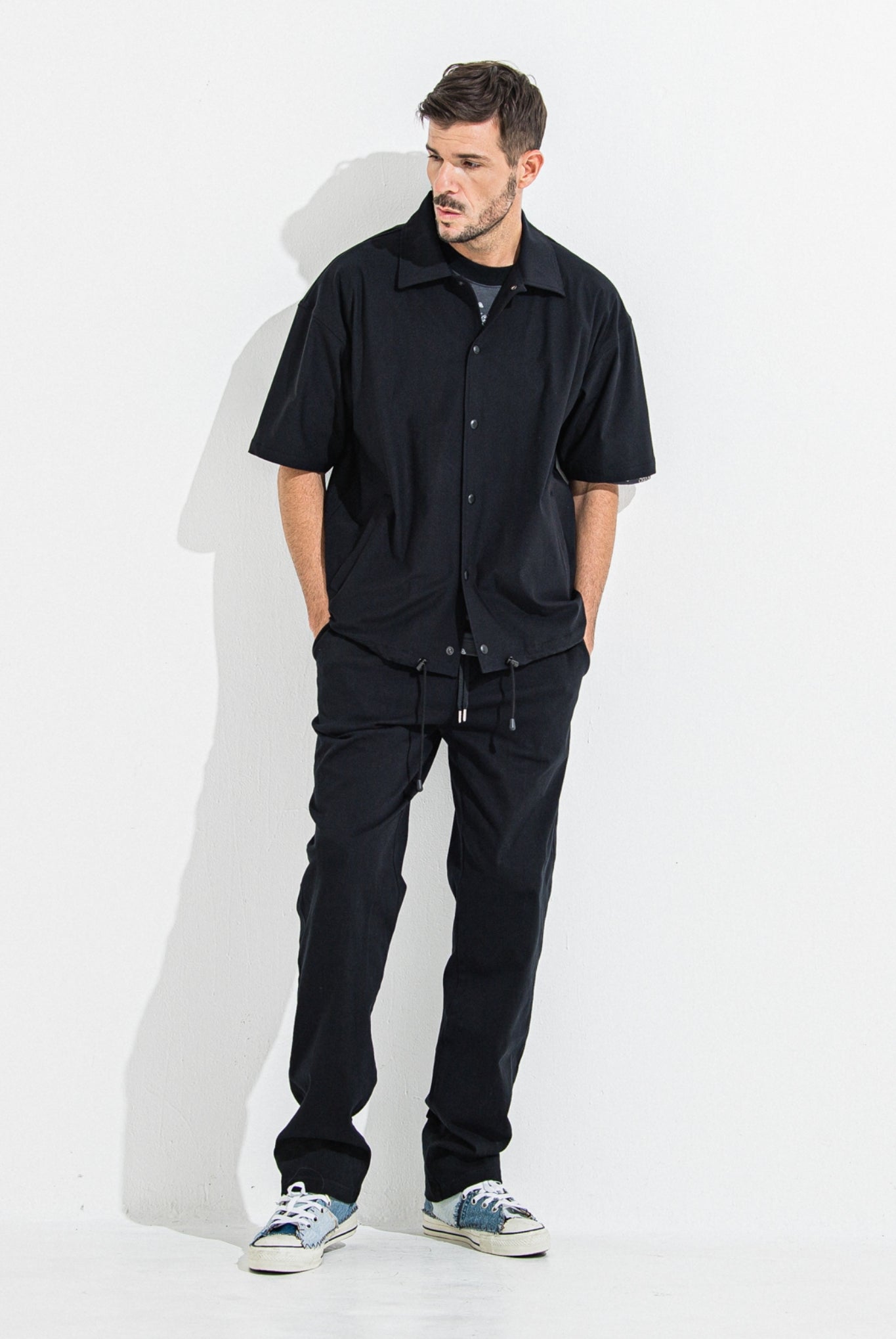 NYLON HALF COACH JACKET RC36-C-002 コーチジャケット セットアップ / BLACK