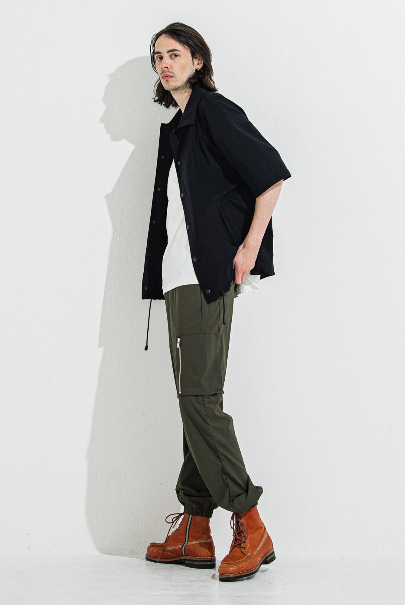 NYLON HALF COACH JACKET RC36-C-002 コーチジャケット セットアップ / BLACK