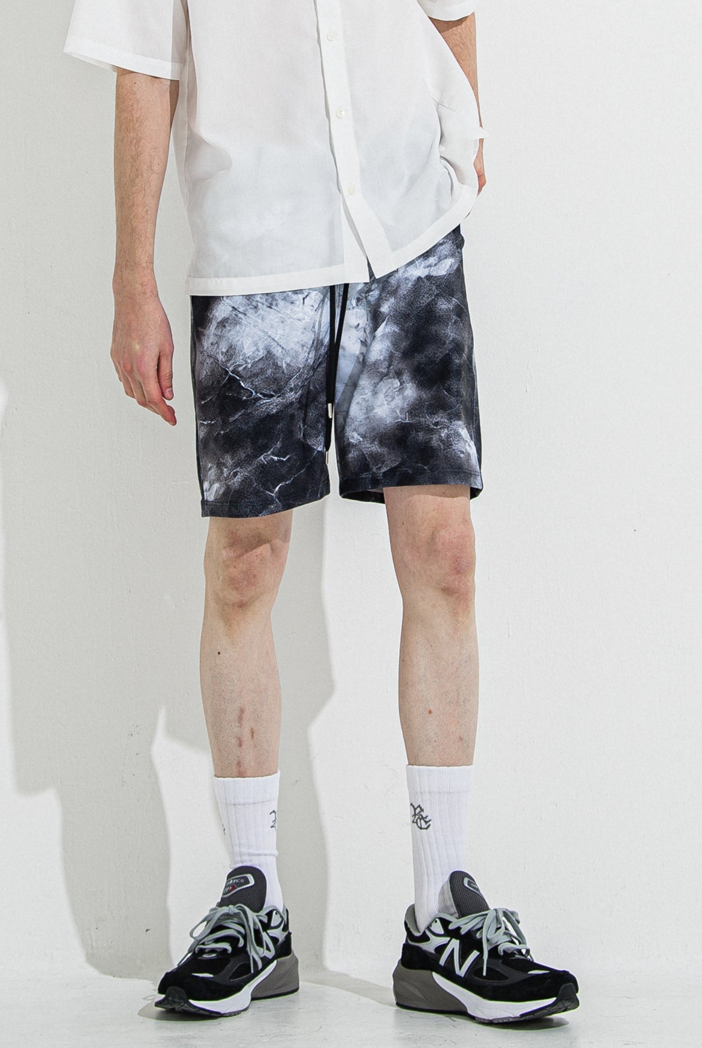 RUSH SHORTS RC36-HP-003 ショートパンツ ラッシュガード ストレッチ 速乾性 海パン ジムウェア / marble BK