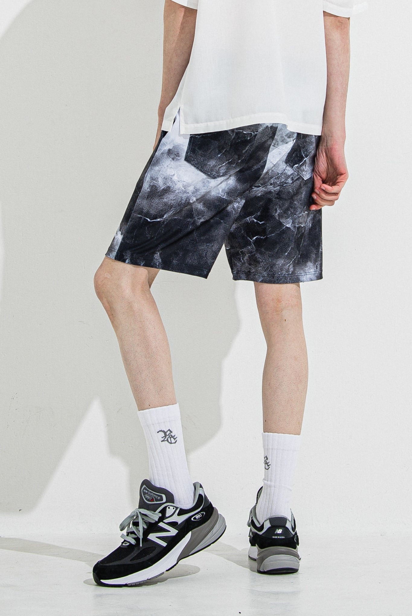 RUSH SHORTS RC36-HP-003 ショートパンツ ラッシュガード ストレッチ 速乾性 海パン ジムウェア / marble BK