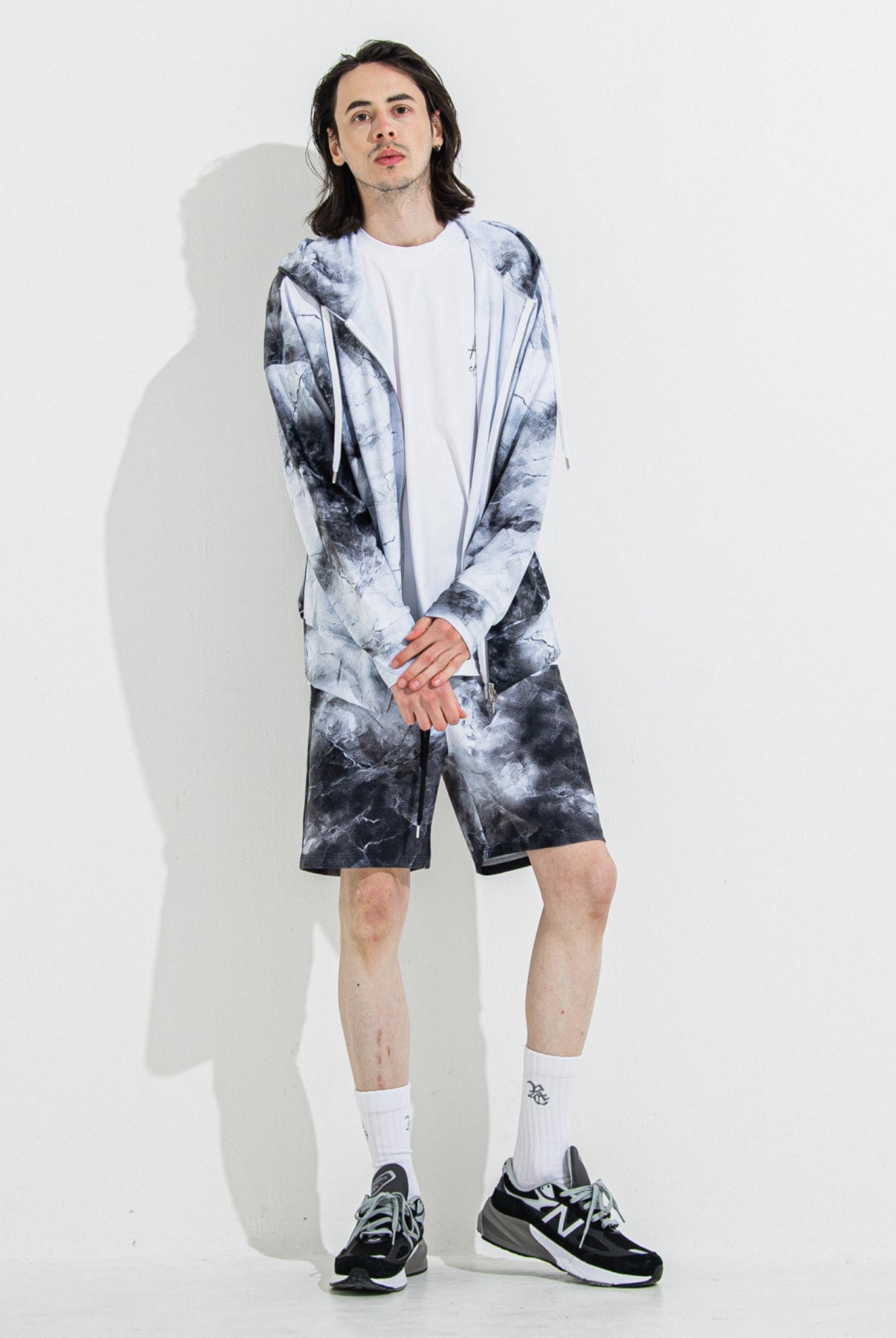 RUSH SHORTS RC36-HP-003 ショートパンツ ラッシュガード ストレッチ 速乾性 海パン ジムウェア / marble BK