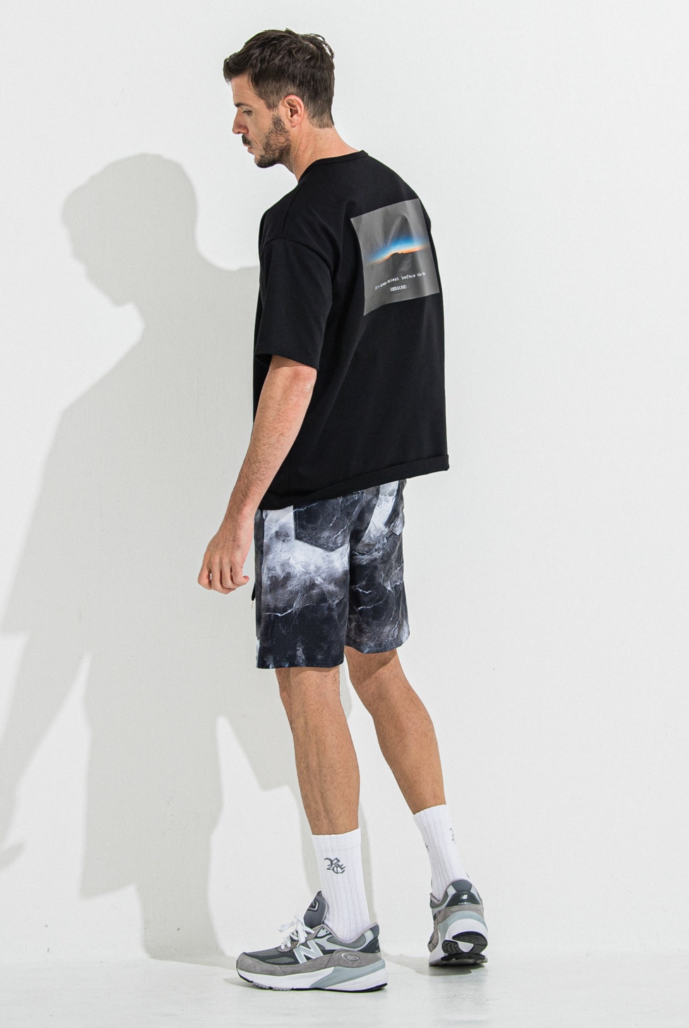 RUSH SHORTS RC36-HP-003 ショートパンツ ラッシュガード ストレッチ 速乾性 海パン ジムウェア / marble BK