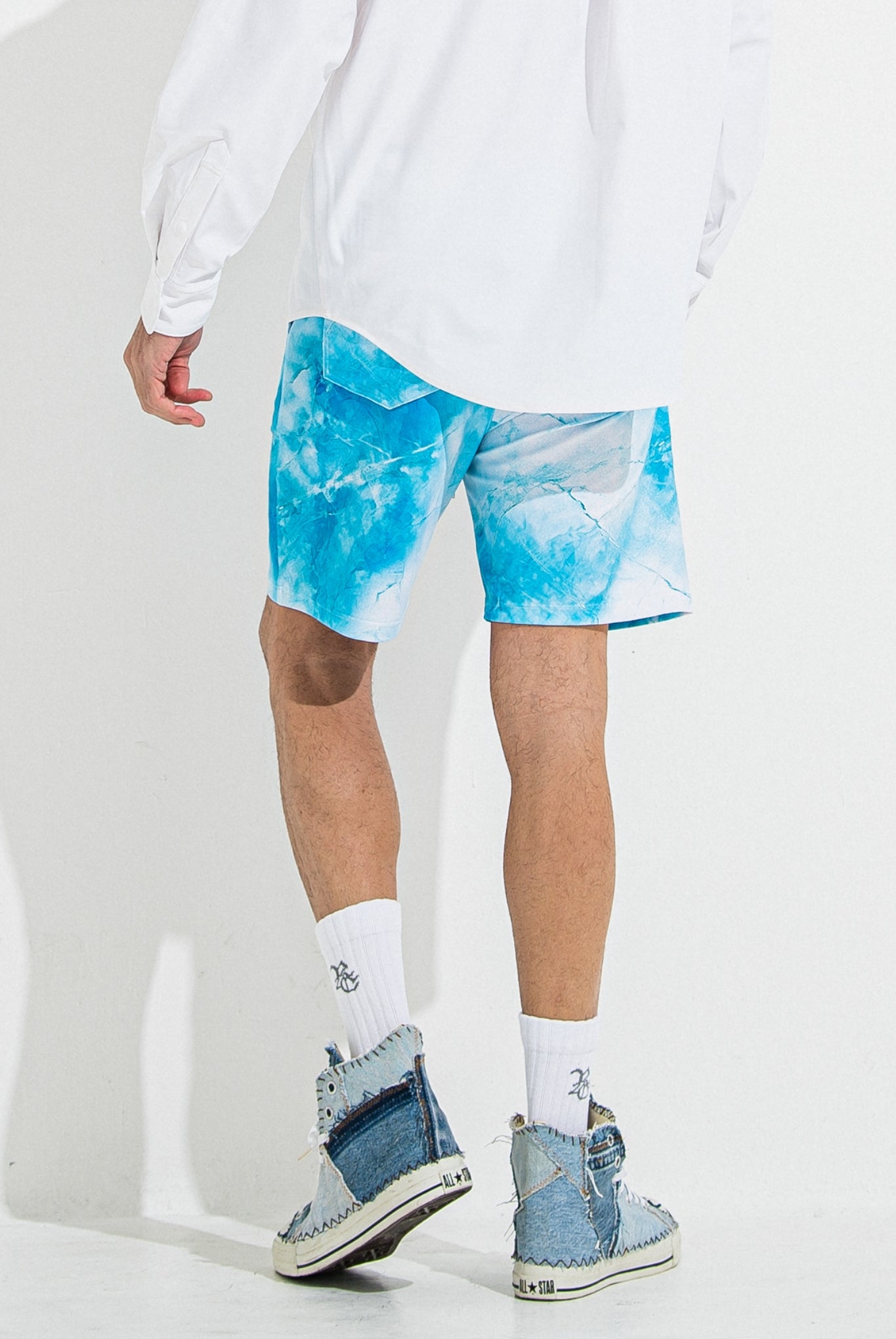 RUSH SHORTS RC36-HP-003 ショートパンツ ラッシュガード ストレッチ 速乾性 海パン ジムウェア / marble BLUE