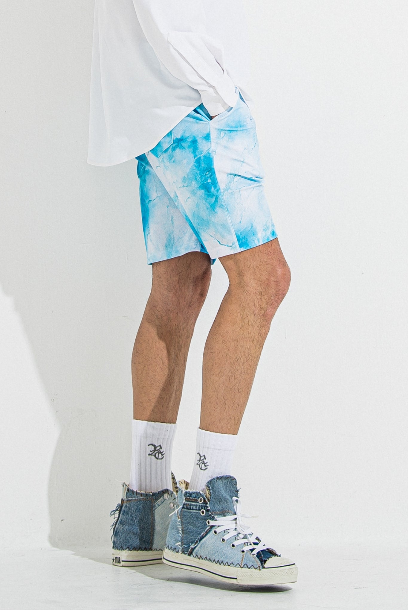 RUSH SHORTS RC36-HP-003 ショートパンツ ラッシュガード ストレッチ 速乾性 海パン ジムウェア / marble BLUE