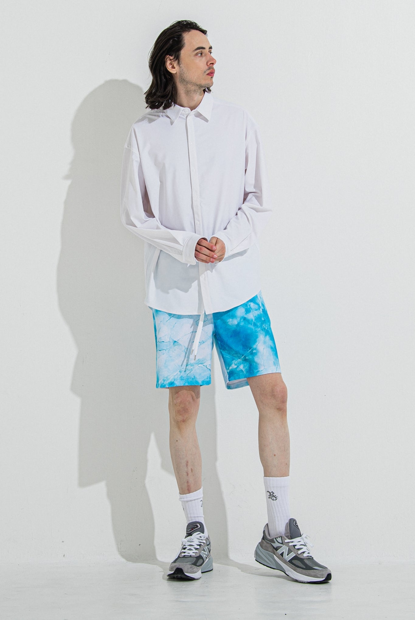 RUSH SHORTS RC36-HP-003 ショートパンツ ラッシュガード ストレッチ 速乾性 海パン ジムウェア / marble BLUE