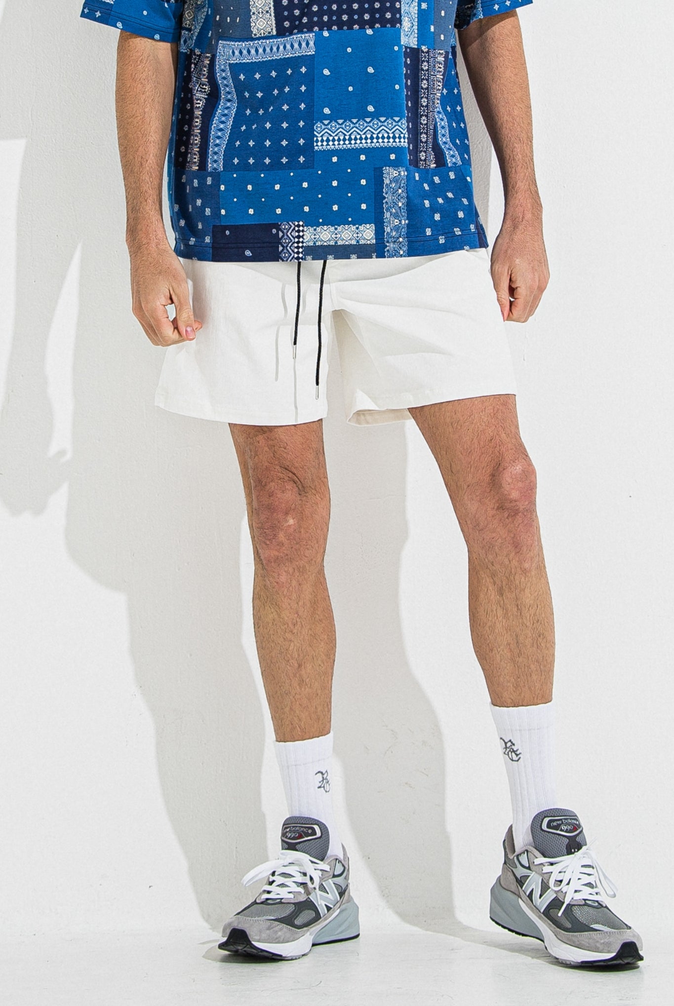 DENIM JERSEY SHORTS RC36-HP-006 ショーツ ゴムウエスト ドローコード / WHITE