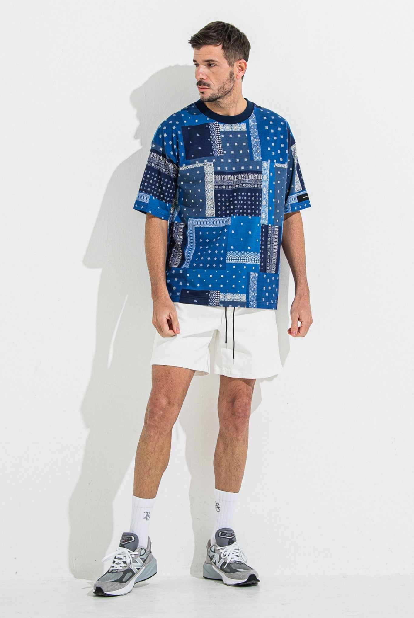 DENIM JERSEY SHORTS RC36-HP-006 ショーツ ゴムウエスト ドローコード / WHITE