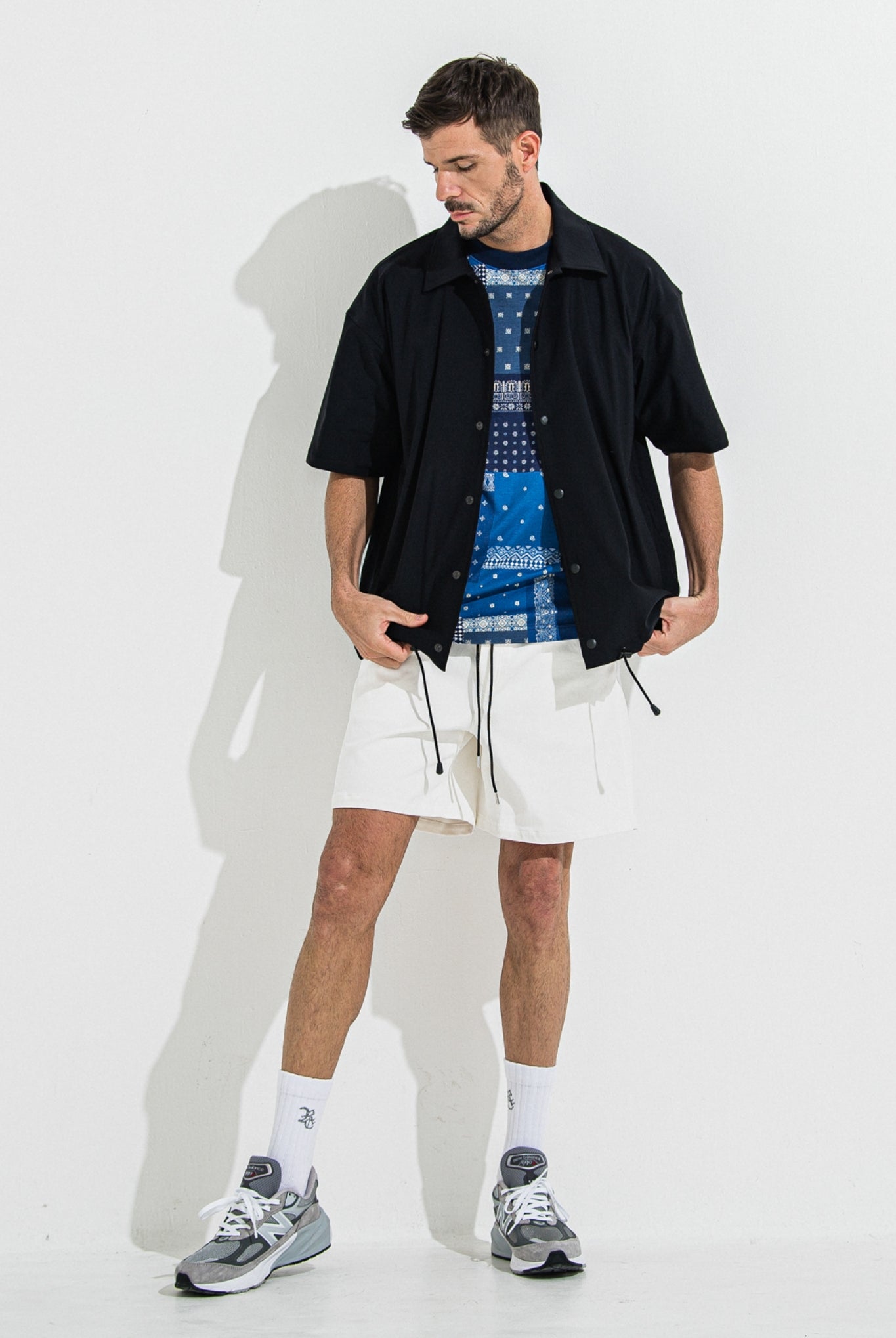 DENIM JERSEY SHORTS RC36-HP-006 ショーツ ゴムウエスト ドローコード / WHITE