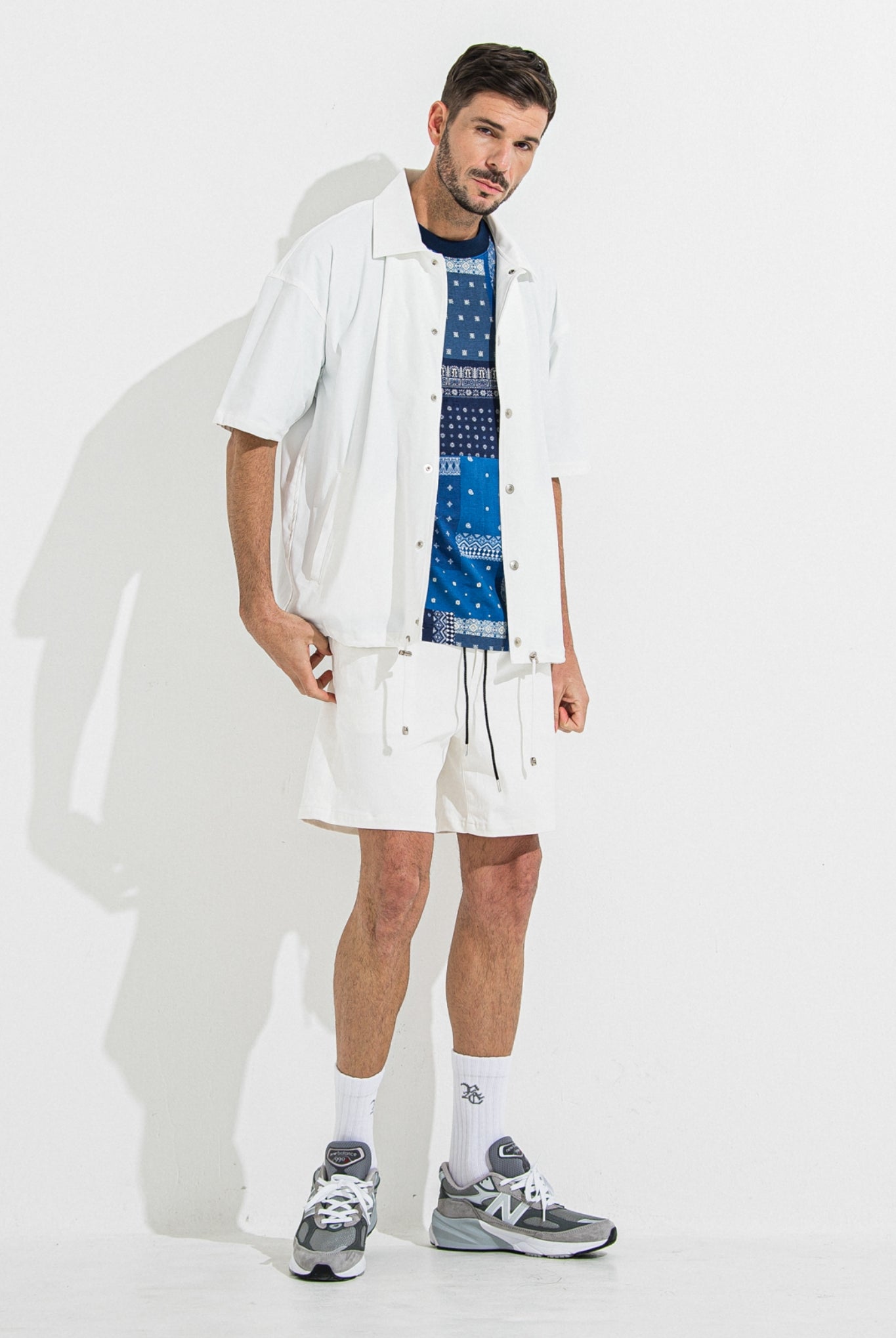 DENIM JERSEY SHORTS RC36-HP-006 ショーツ ゴムウエスト ドローコード / WHITE