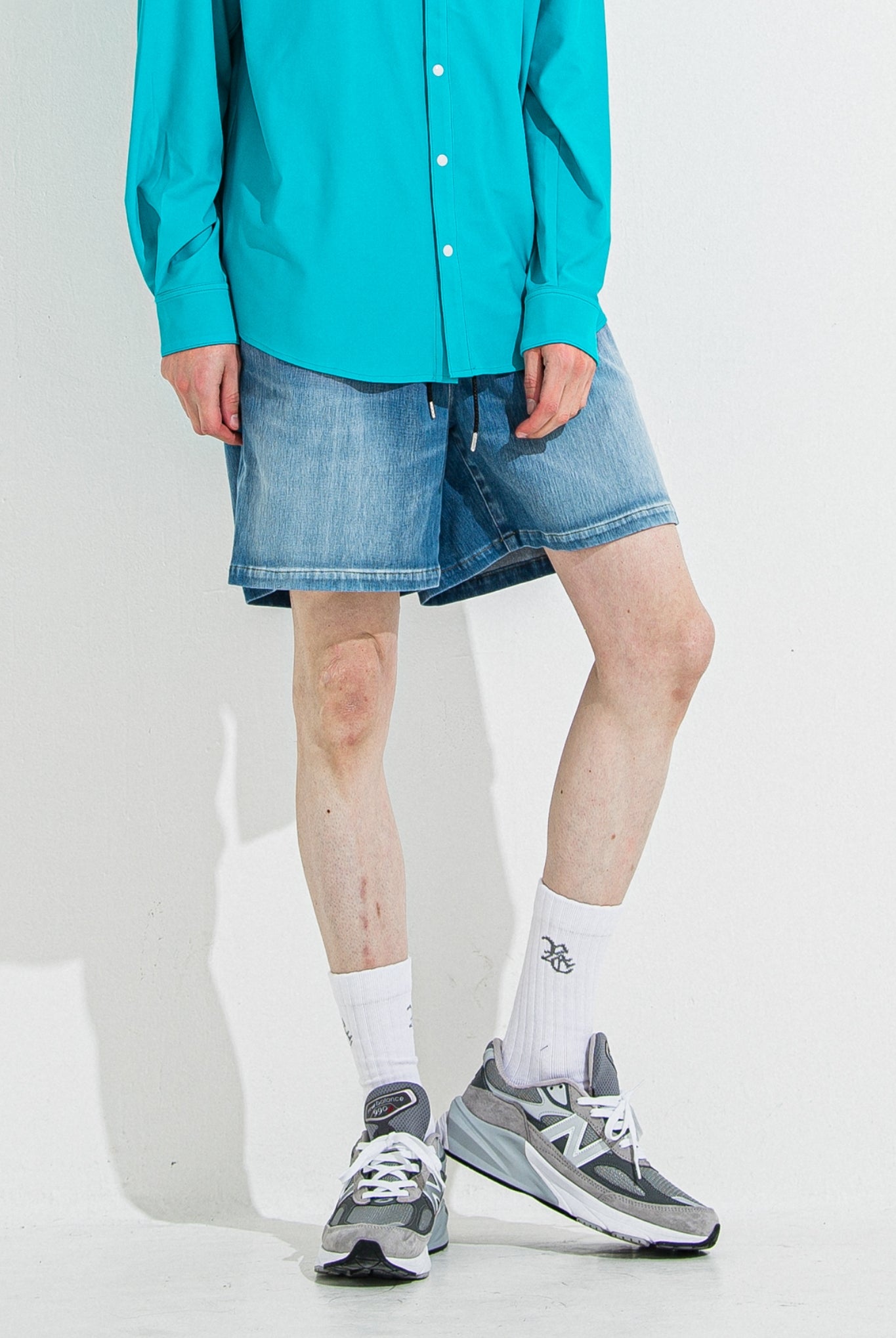 DENIM JERSEY SHORTS RC36-HP-006 ショーツ ゴムウエスト ドローコード / LIND