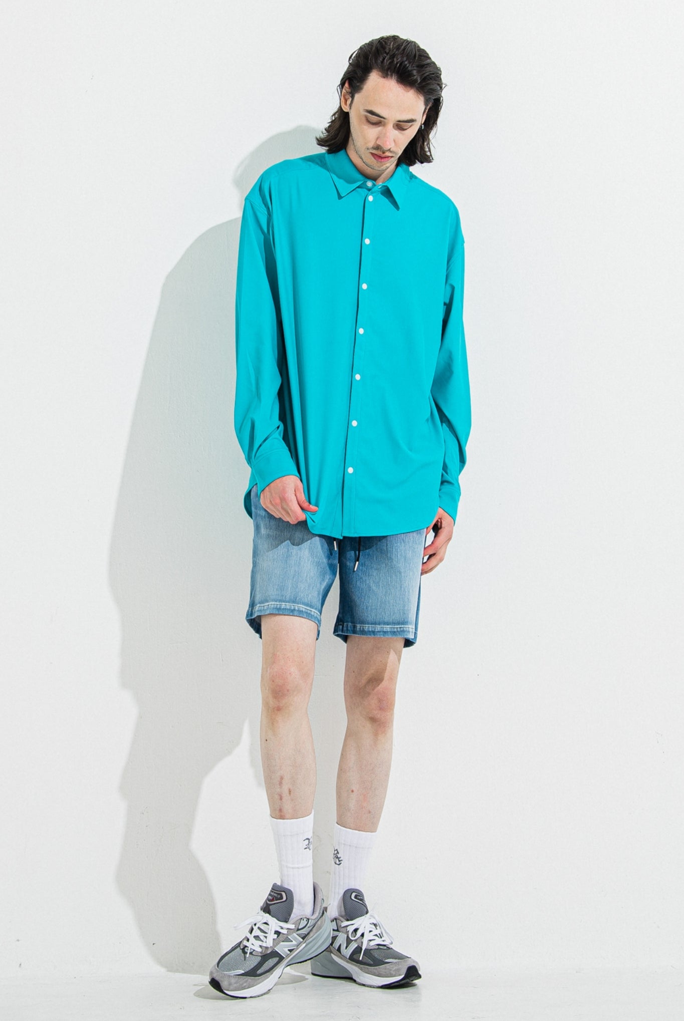 DENIM JERSEY SHORTS RC36-HP-006 ショーツ ゴムウエスト ドローコード / LIND