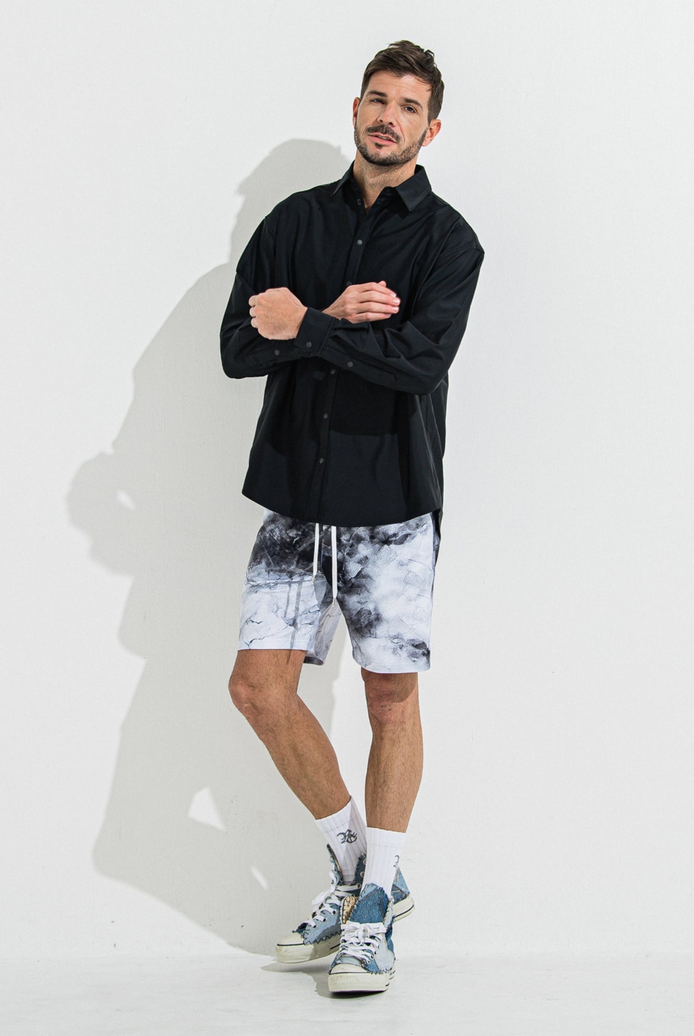 RUSH JACK SHIRTS RC36-SH-001 シャツ ラッシュガード スナップボタン UVカット ストレッチ 速乾 / BLACK