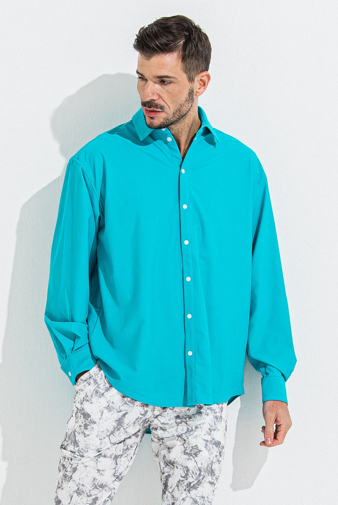 RUSH JACK SHIRTS RC36-SH-001 シャツ ラッシュガード スナップボタン UVカット ストレッチ 速乾 / turquoise