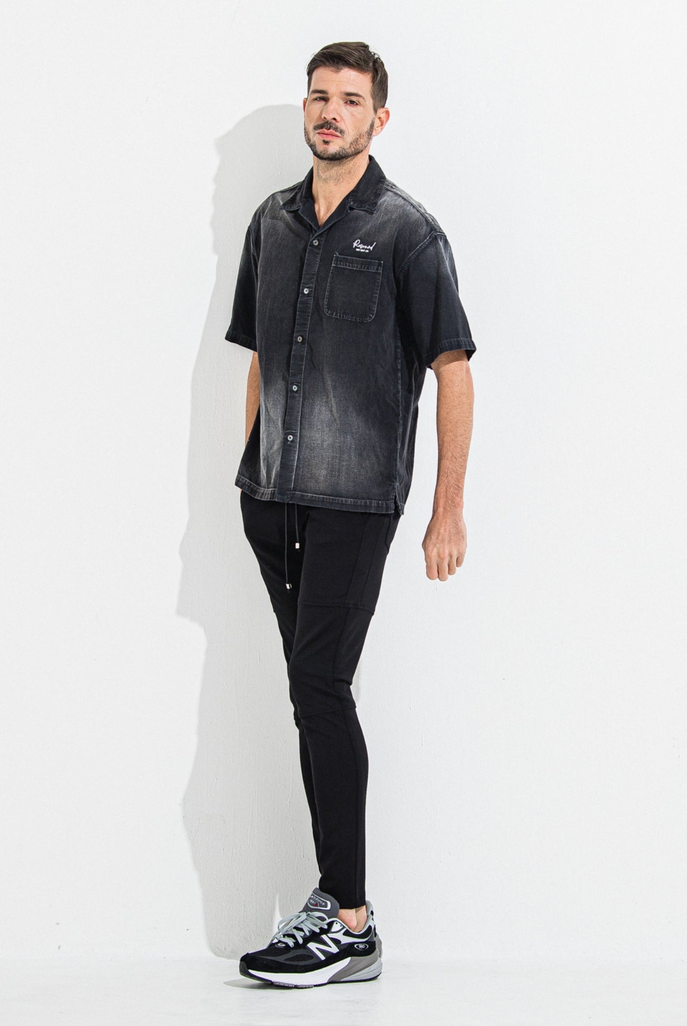 ZACK HALF DENIM SHIRTS RC36-SH-003 シャツ デニム オープンカラー / BLACK