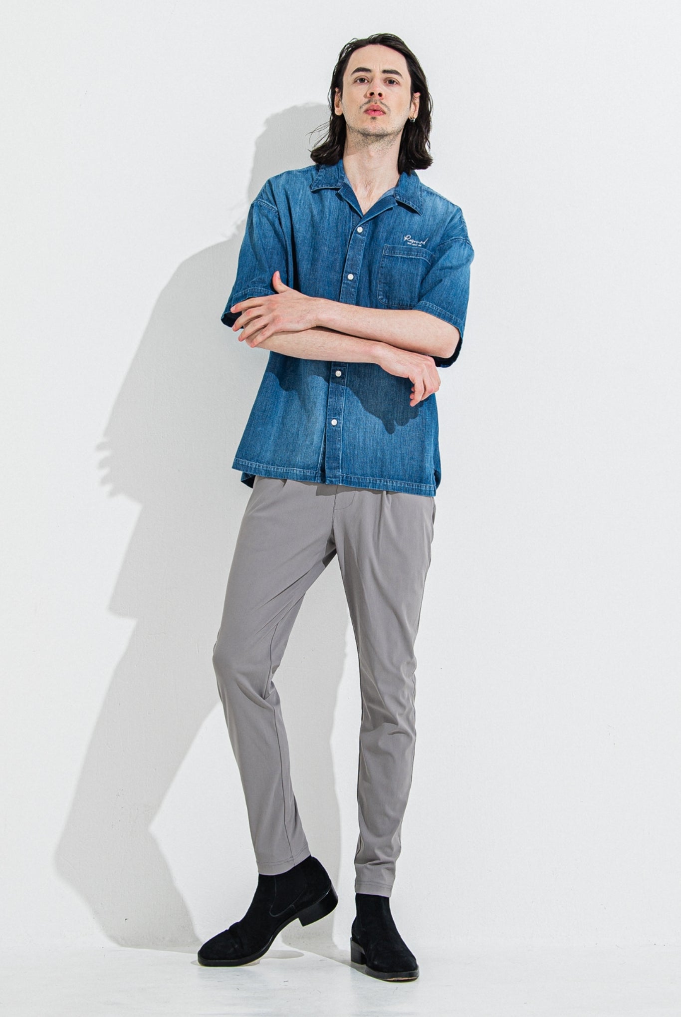 ZACK HALF DENIM SHIRTS RC36-SH-003 シャツ デニム オープンカラー / DIND