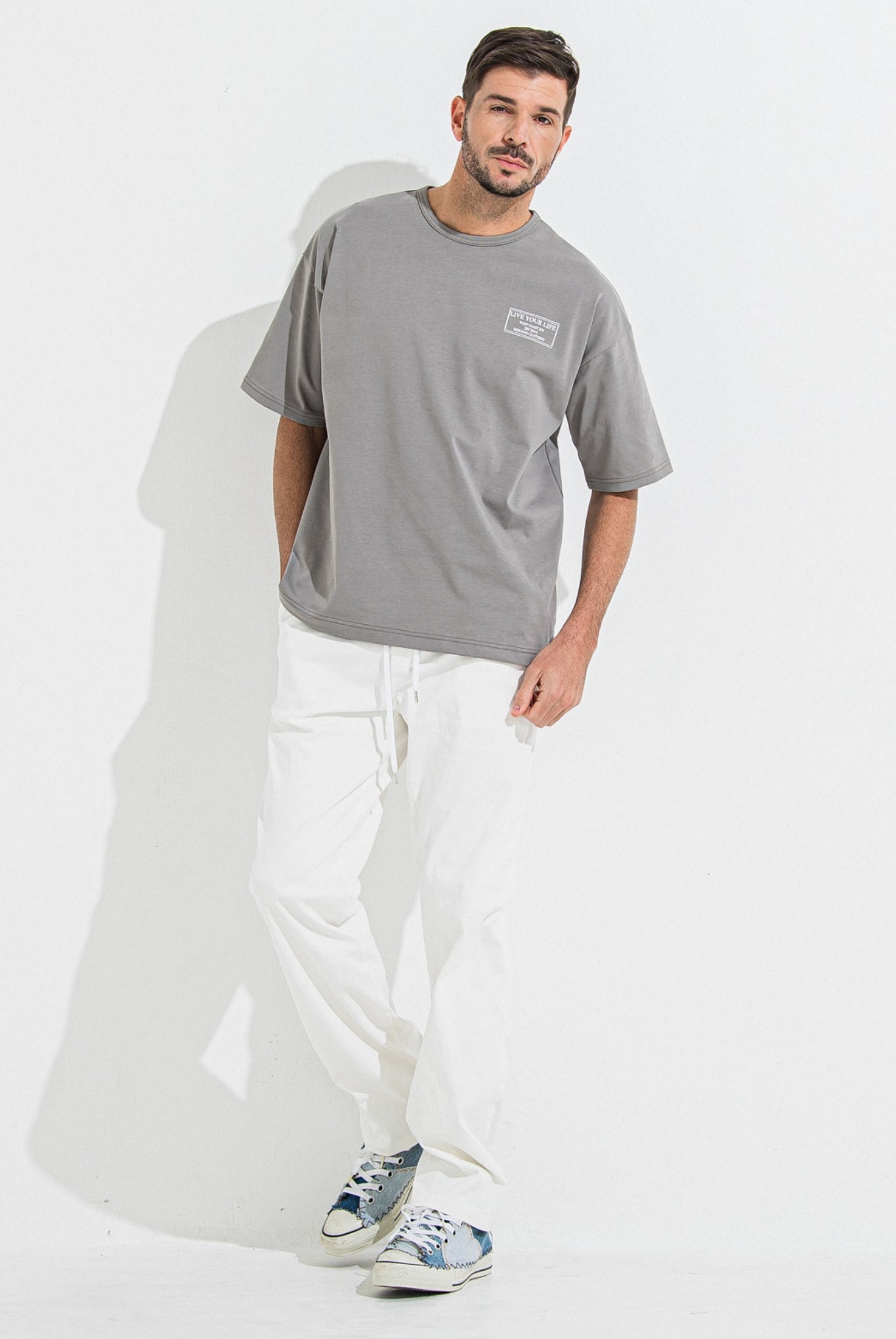 DENIM JERSEY WIDE PT RC36-ST-016WTD イージーパンツ ベルトループ ジャージデニム / WHITE