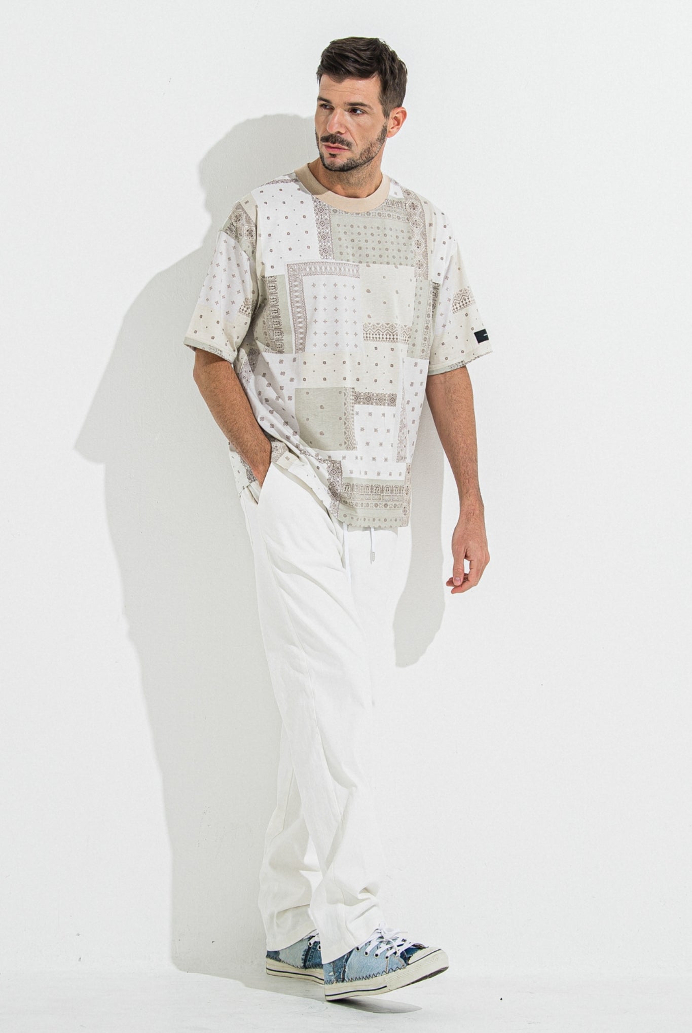 DENIM JERSEY WIDE PT RC36-ST-016WTD イージーパンツ ベルトループ ジャージデニム / WHITE