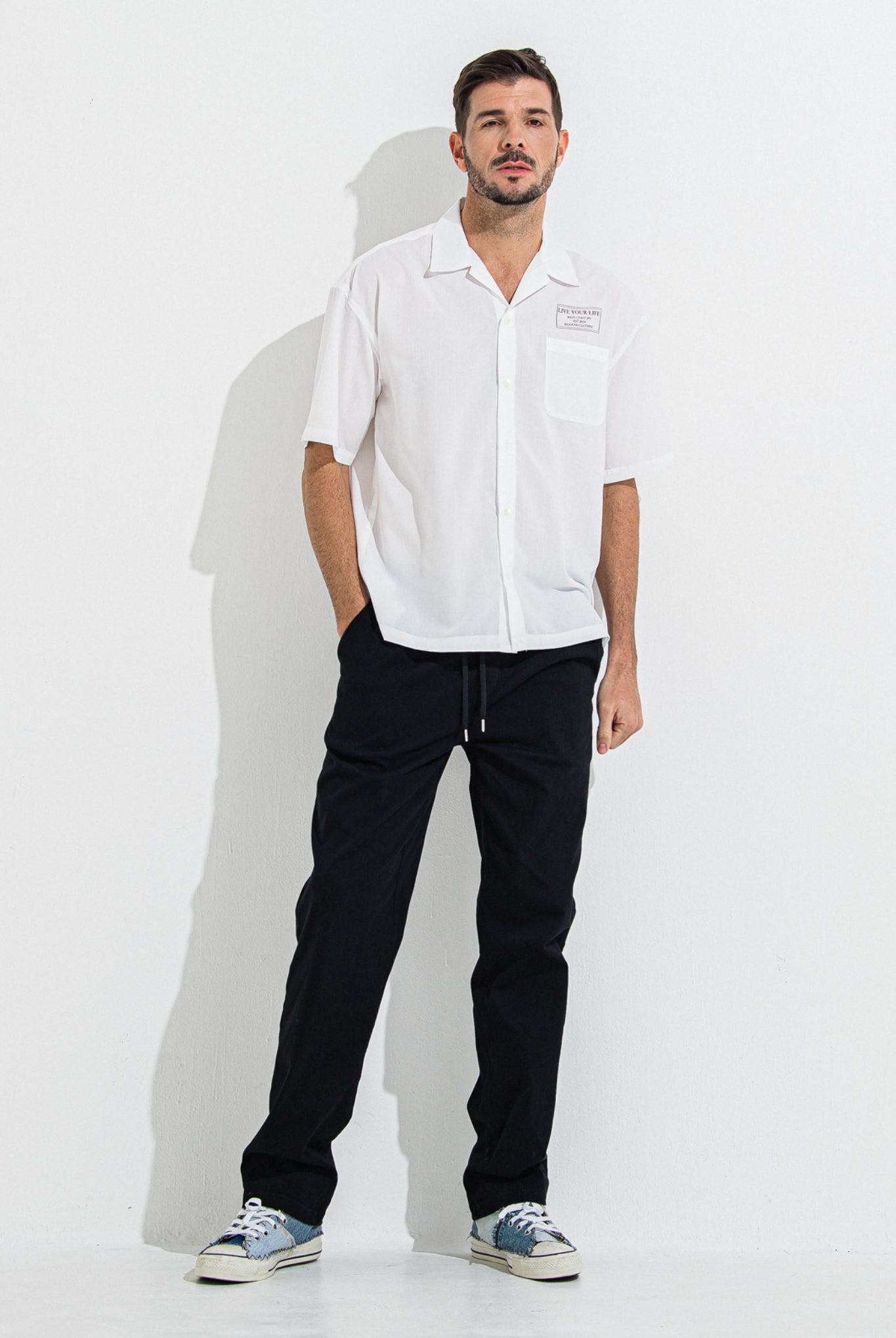 DENIM JERSEY WIDE PT RC36-ST-016WTD イージーパンツ ベルトループ ジャージデニム / BLACK