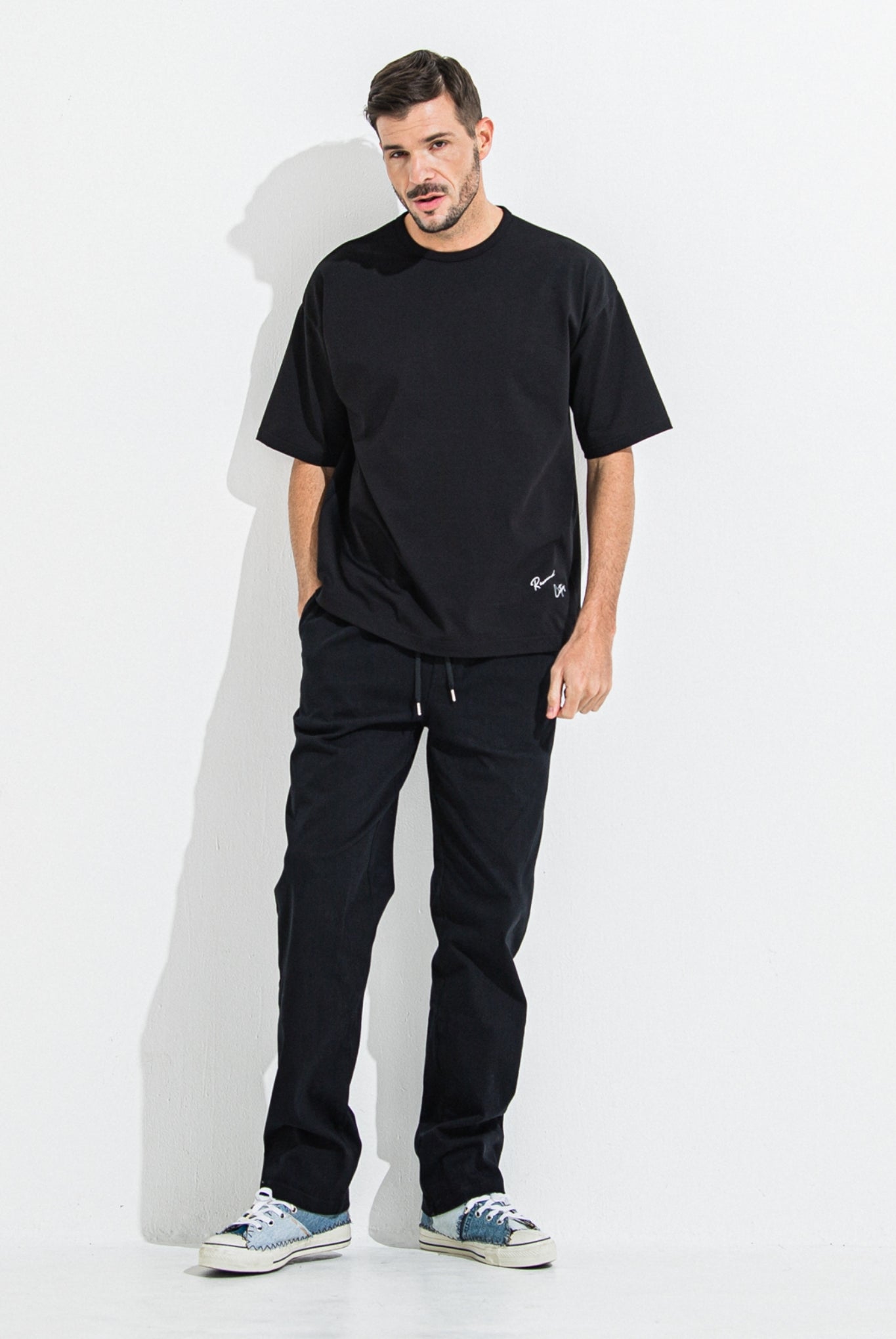 DENIM JERSEY WIDE PT RC36-ST-016WTD イージーパンツ ベルトループ ジャージデニム / BLACK