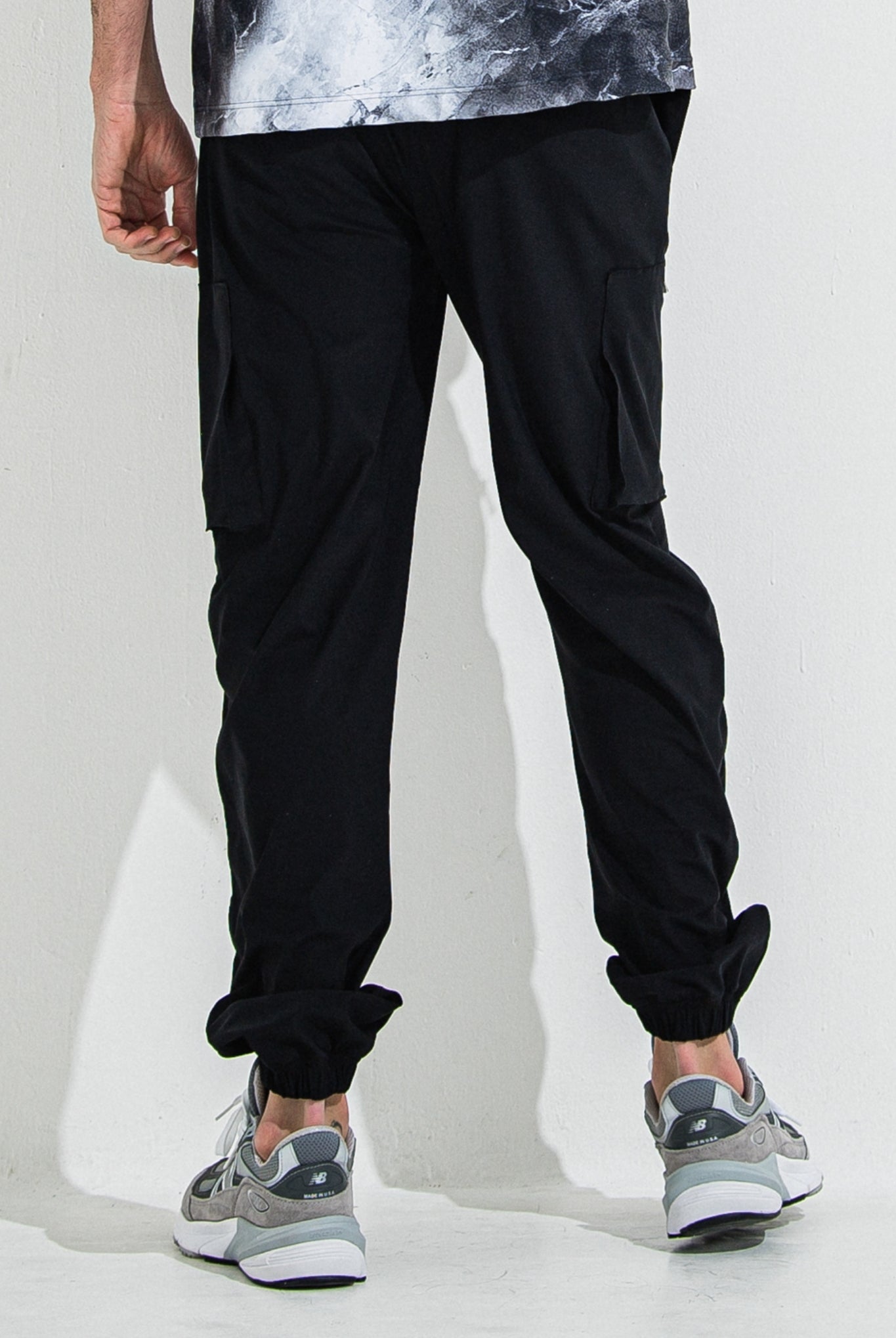 DAVID NYLON CARGO PANTS RC36-ST-040 カーゴパンツ イージーパンツ 速乾性 ストレッチ / BLACK