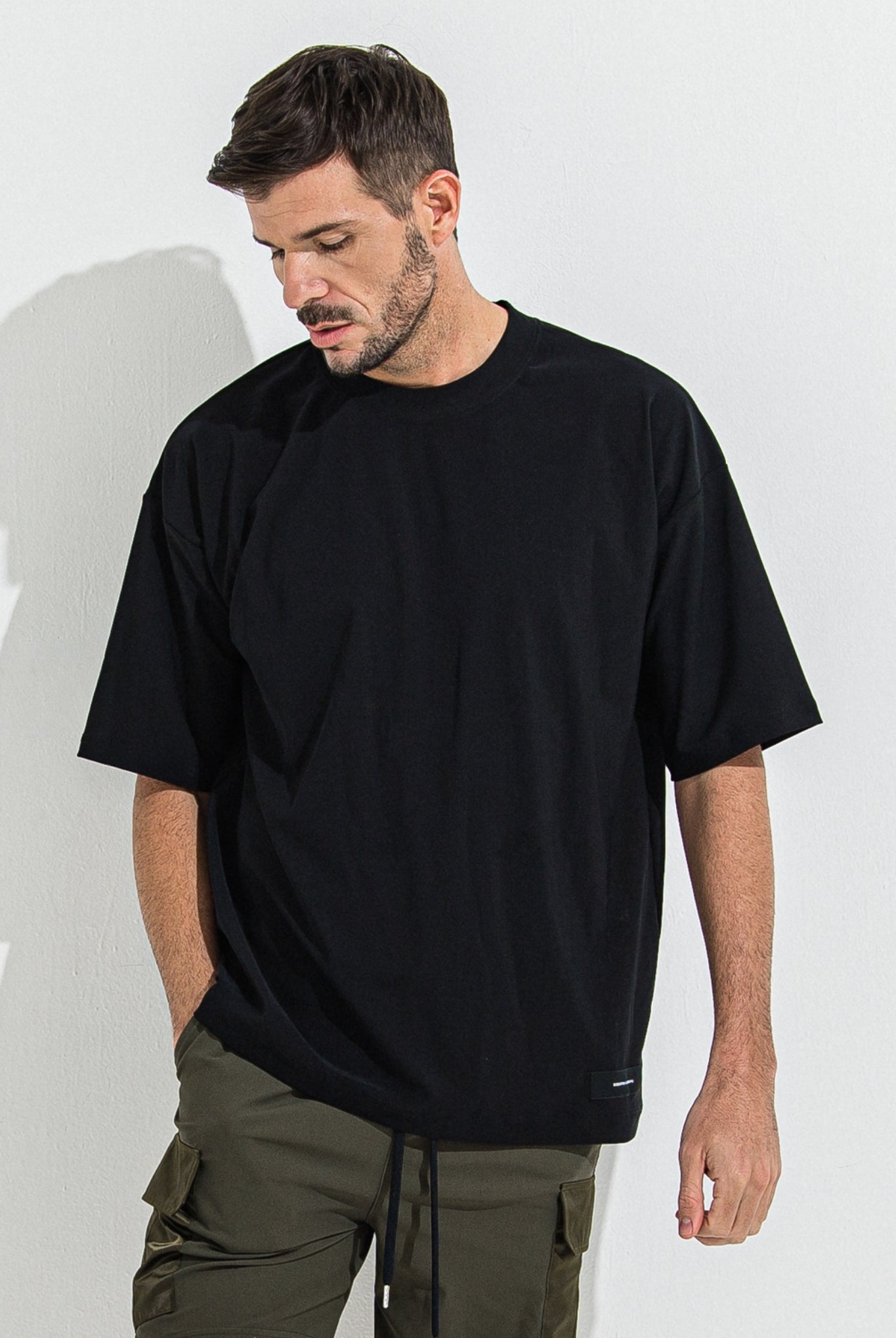 OX JERSEY OVER TEE RC36-T-005 Tシャツ オーバーサイズ ストレッチ / BLACK