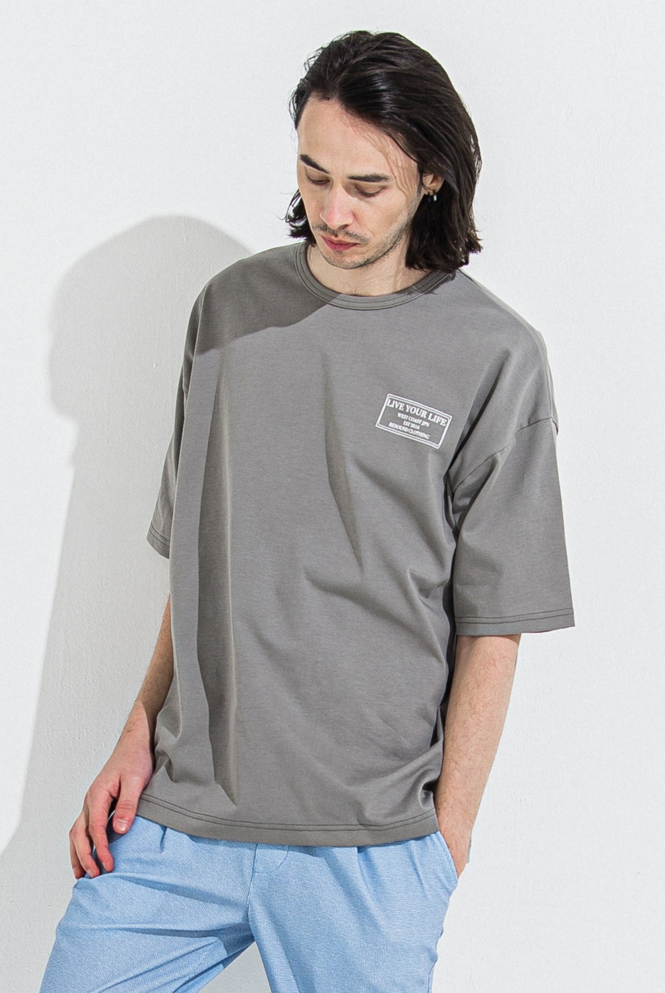 CREW OVER TEE RC36-T-007 Tシャツ コットン100% オーバーサイズ 蒸れにくい / GREY