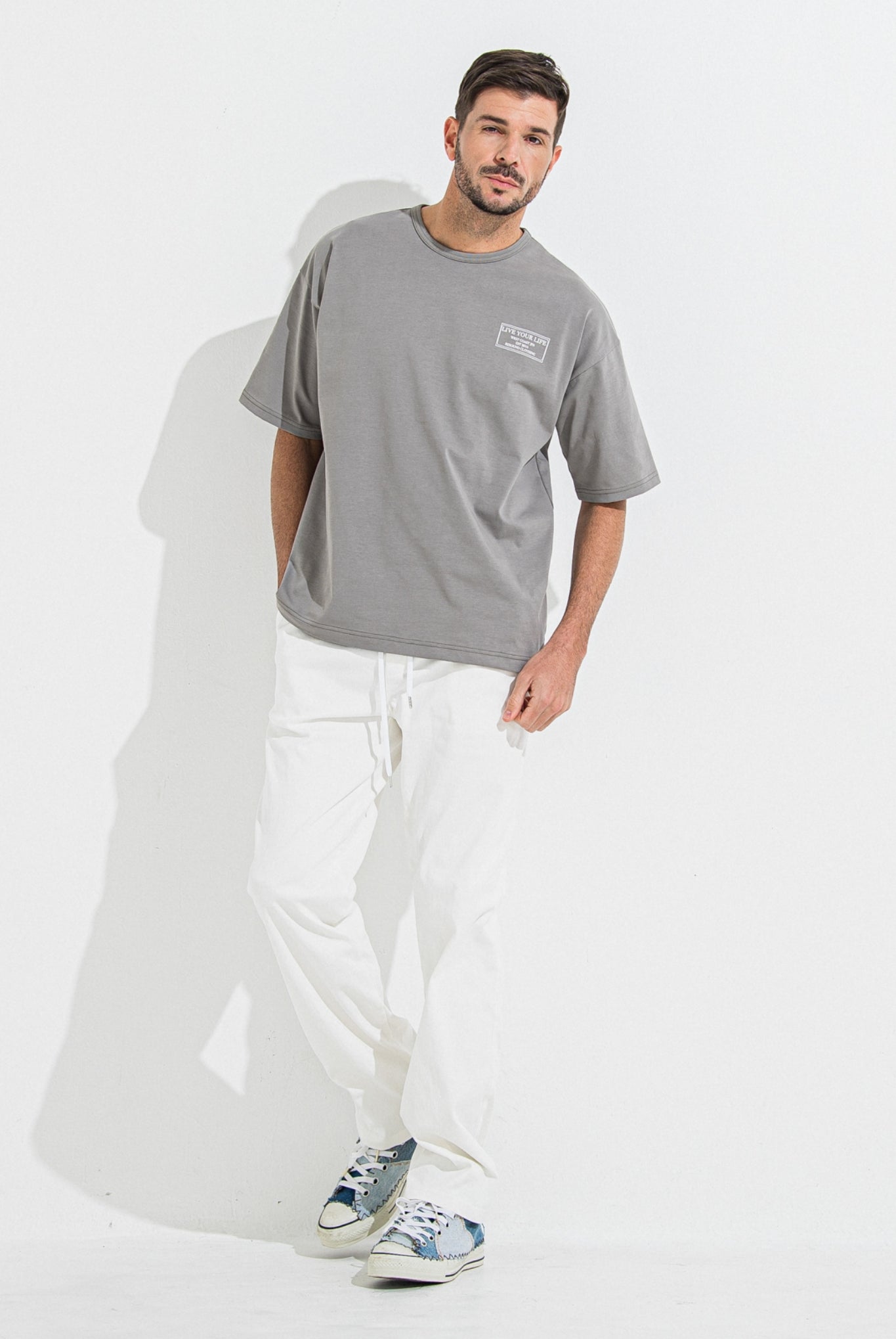 CREW OVER TEE RC36-T-007 Tシャツ コットン100% オーバーサイズ 蒸れにくい / GREY