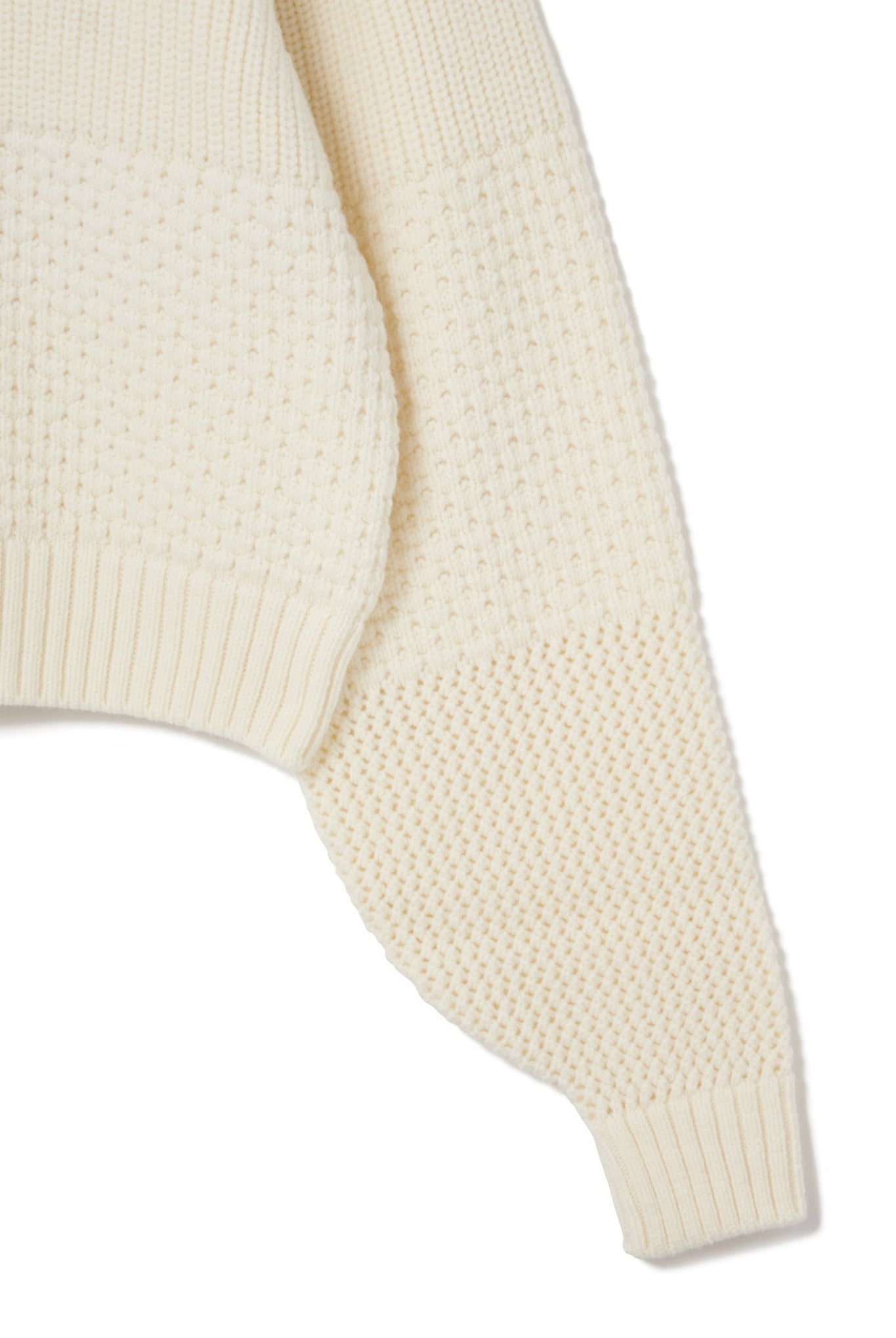 PATCHWORK KNIT CARDIGAN LSEA24A9619-K カーディガン ニット ウール 100% ショート丈 日本製 / IVORY