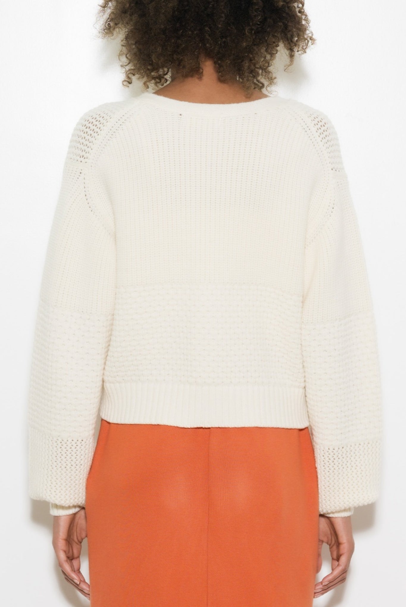 PATCHWORK KNIT CARDIGAN LSEA24A9619-K カーディガン ニット ウール 100% ショート丈 日本製 / IVORY