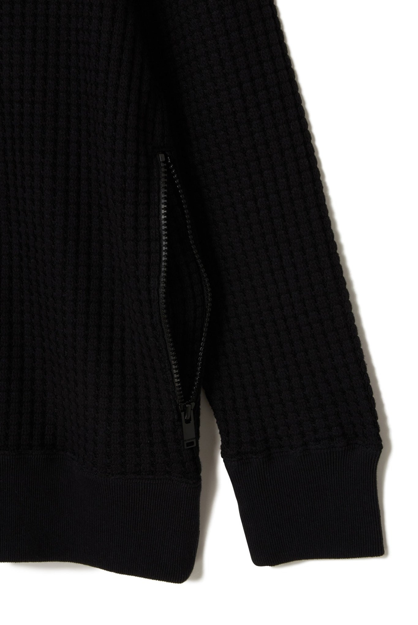 BIG WAFFLE PULLOVER MSEA24A8234-M プルオーバー カットソー ジップポケット付き 速乾 軽量 ストレッチ 日本製 / BLACK