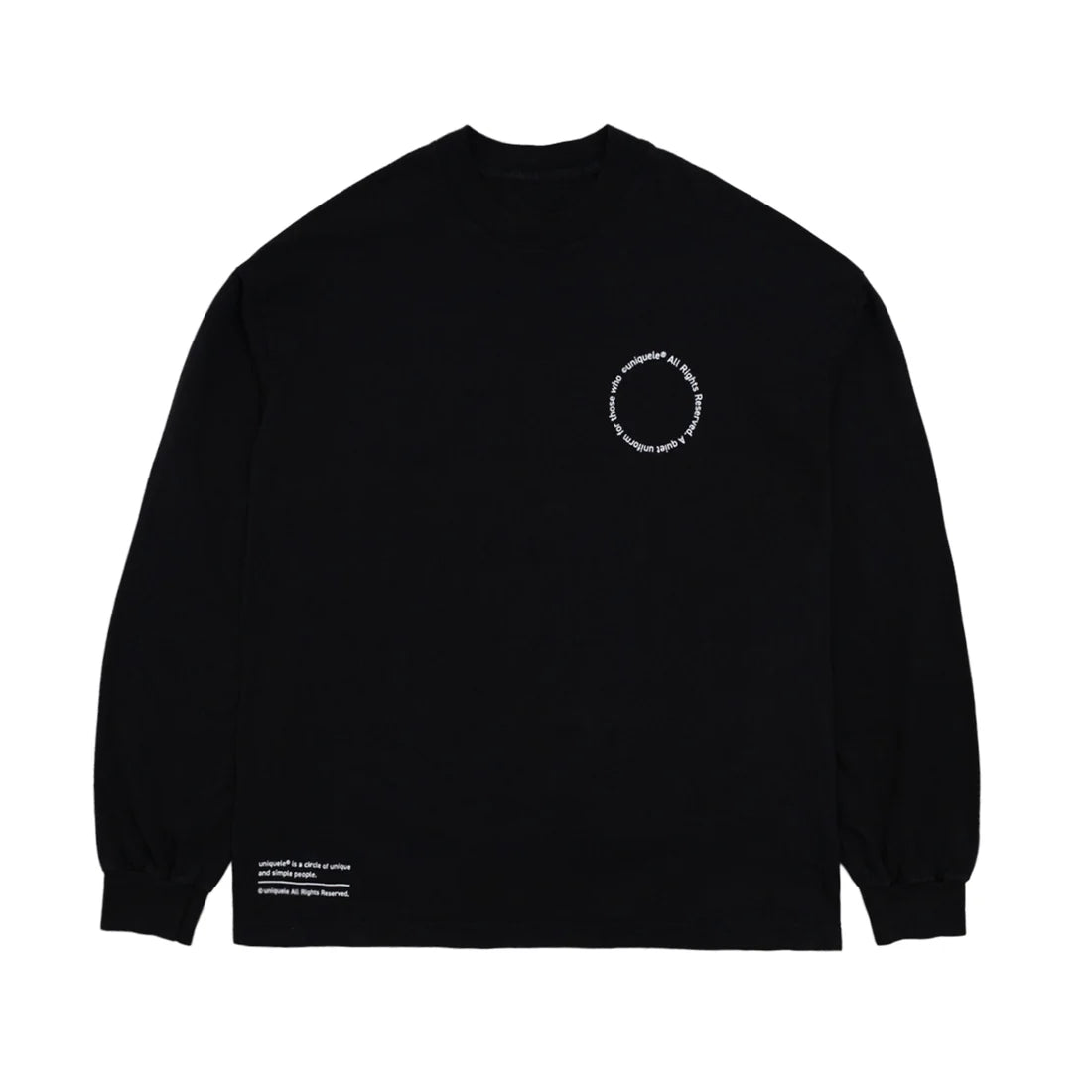 uniquele LONG SLEEVE CREW NECK T-SHIRT LS2003 BLACK / WHITE