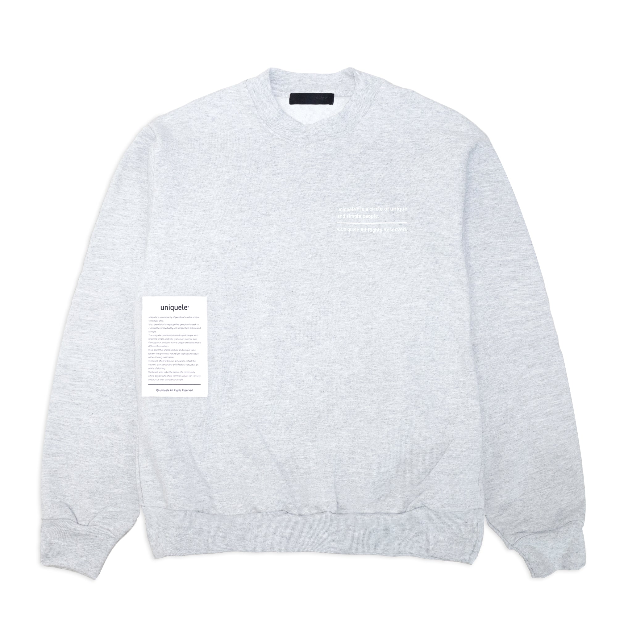 uniquele HEAVY FLEECE CREWNECK SWEAT クルーネック スウェット SW2001 ASH GREY アッシュグレー