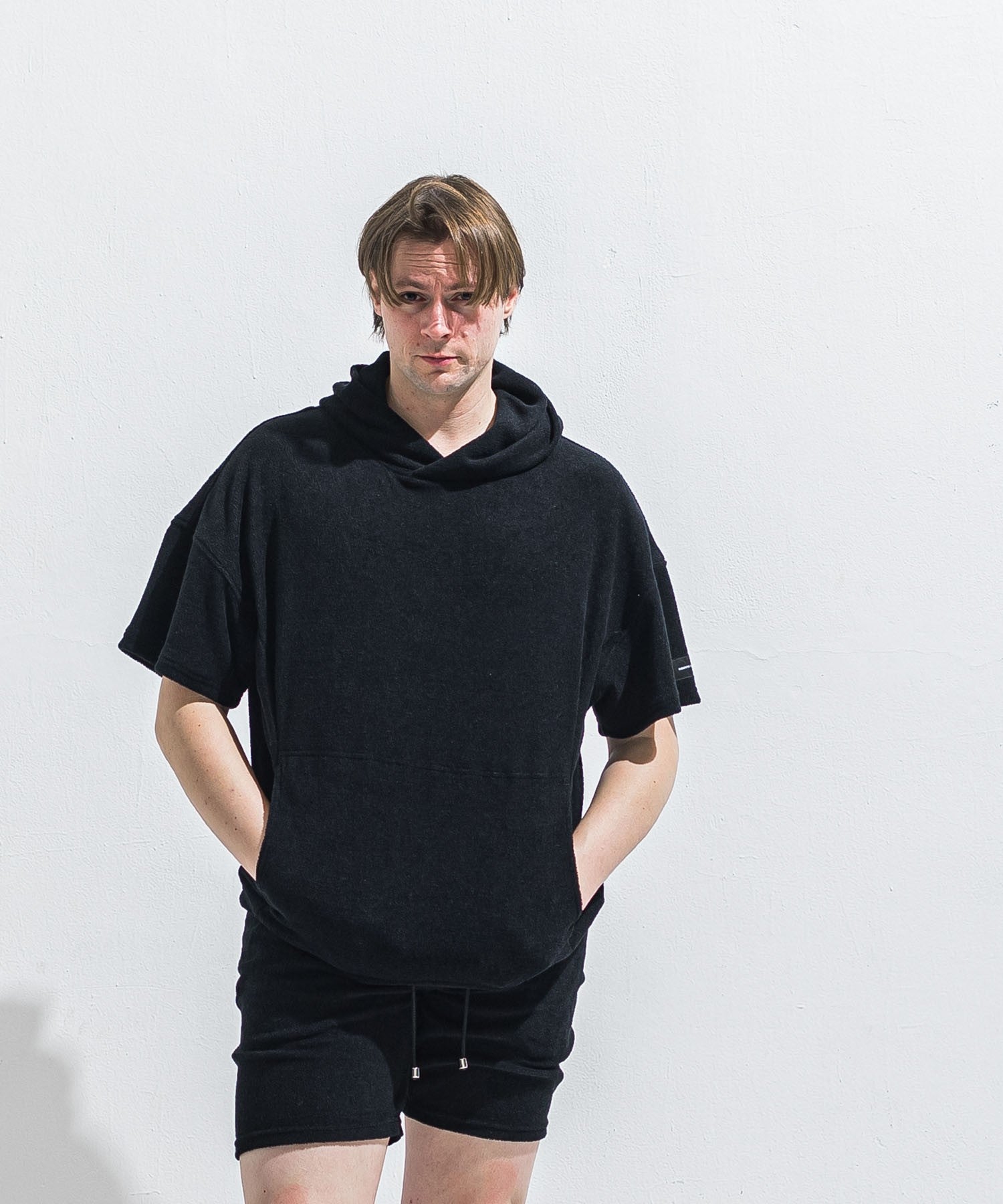 RESOUND CLOTHING リサウンドクロージング PILE HALF HOODIE RC40-C-003 BLACK