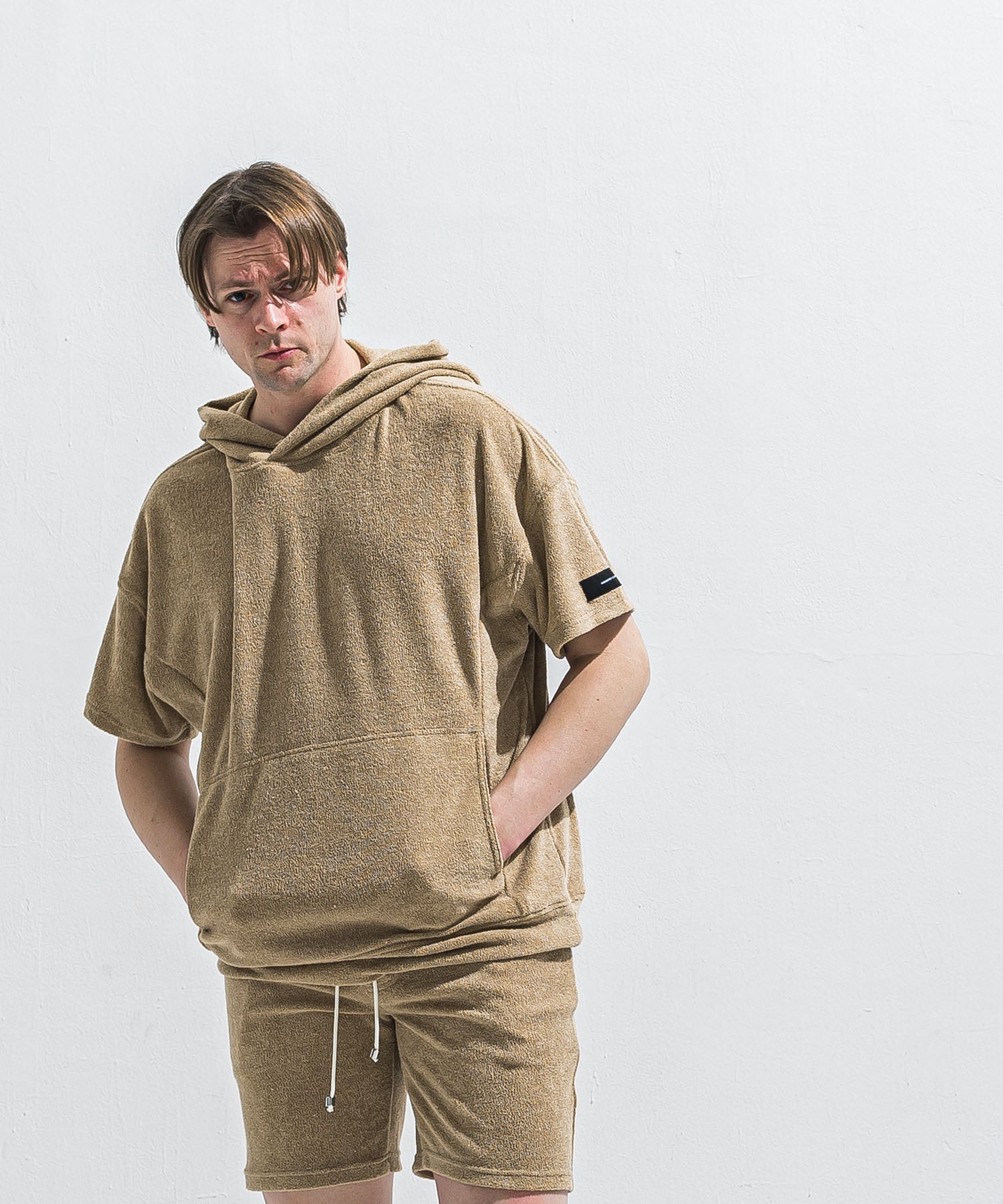 RESOUND CLOTHING リサウンドクロージング PILE HALF HOODIE RC40-C-003 BEIGE