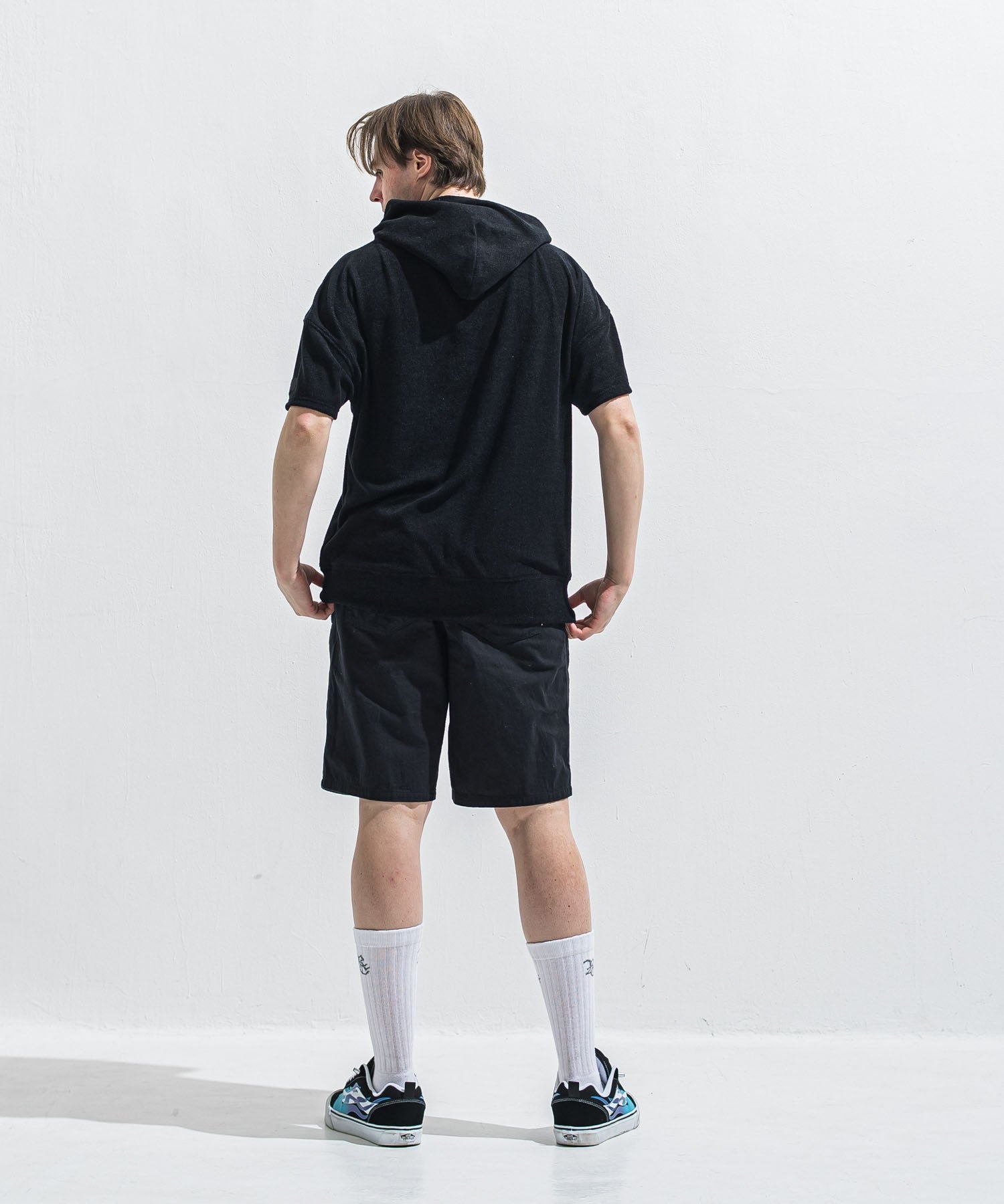RESOUND CLOTHING リサウンドクロージング PILE HALF HOODIE RC40-C-003 BLACK