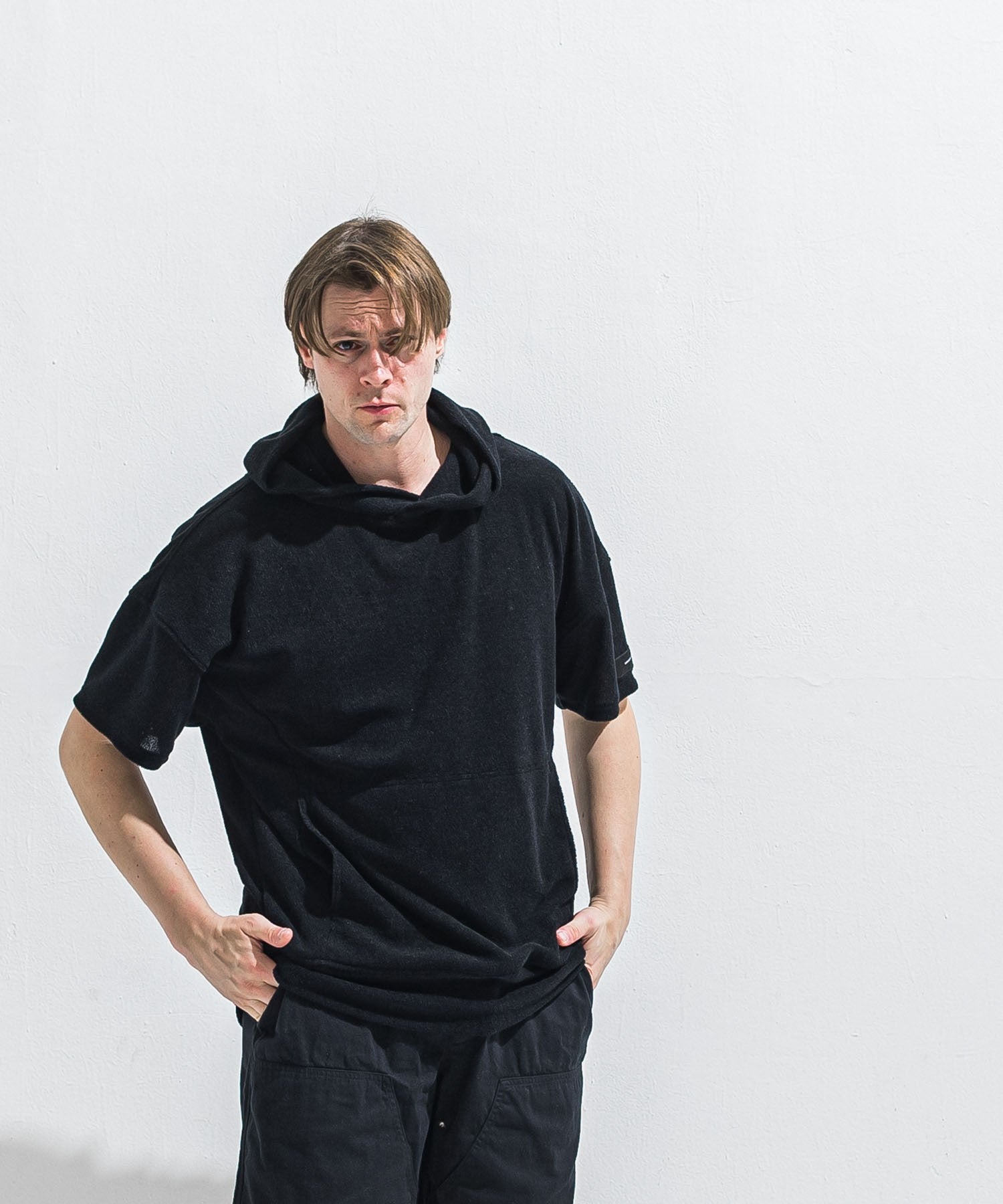 RESOUND CLOTHING リサウンドクロージング PILE HALF HOODIE RC40-C-003 BLACK