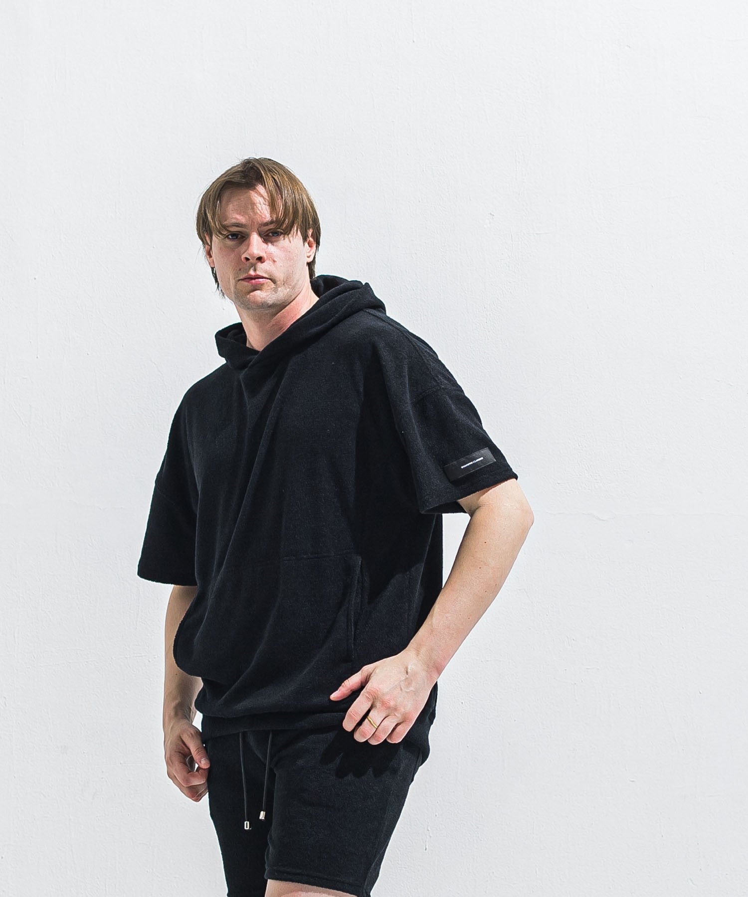 RESOUND CLOTHING リサウンドクロージング PILE HALF HOODIE RC40-C-003 BLACK